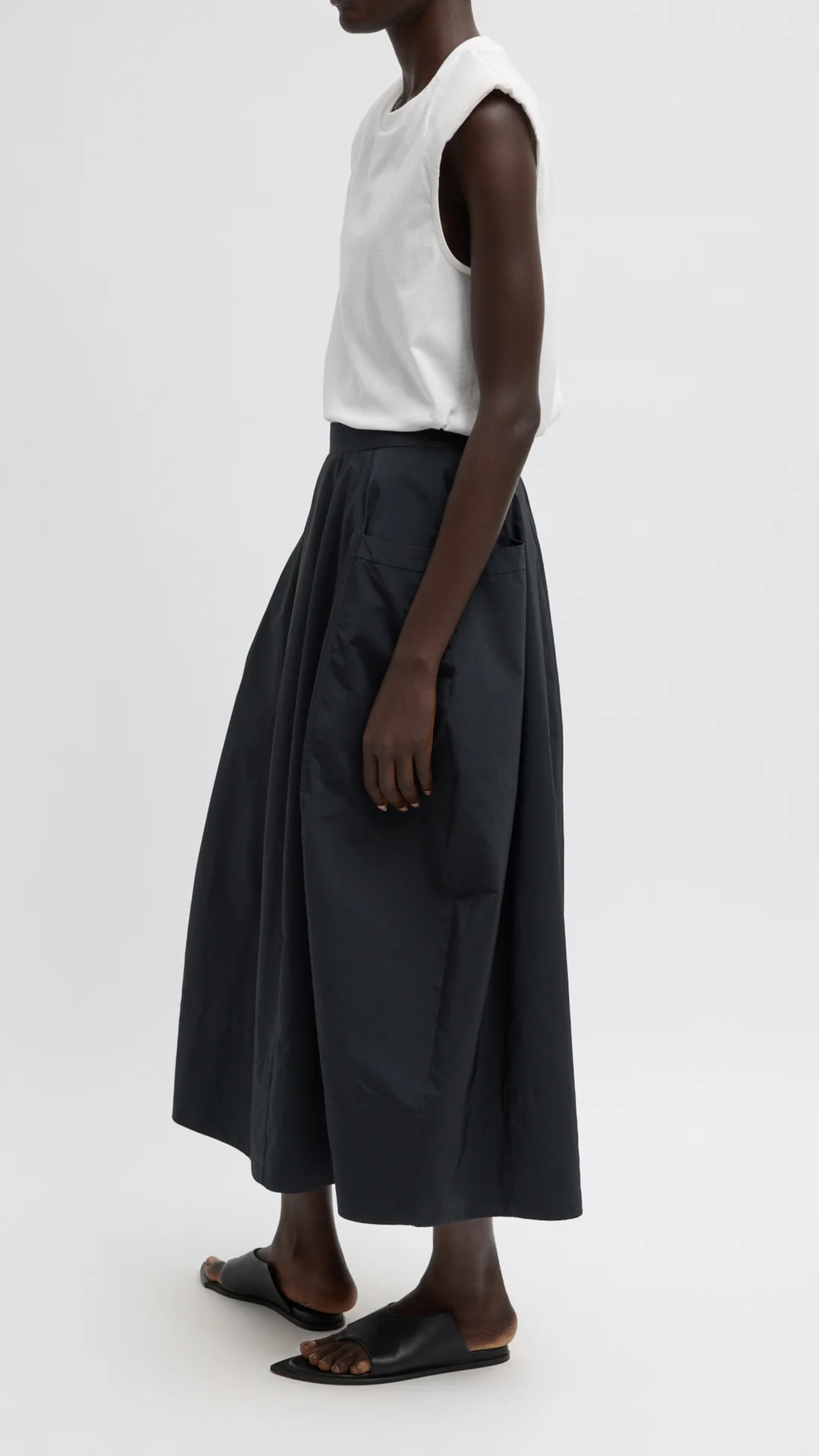 Tibi Nylon Lantern Skirt in Black