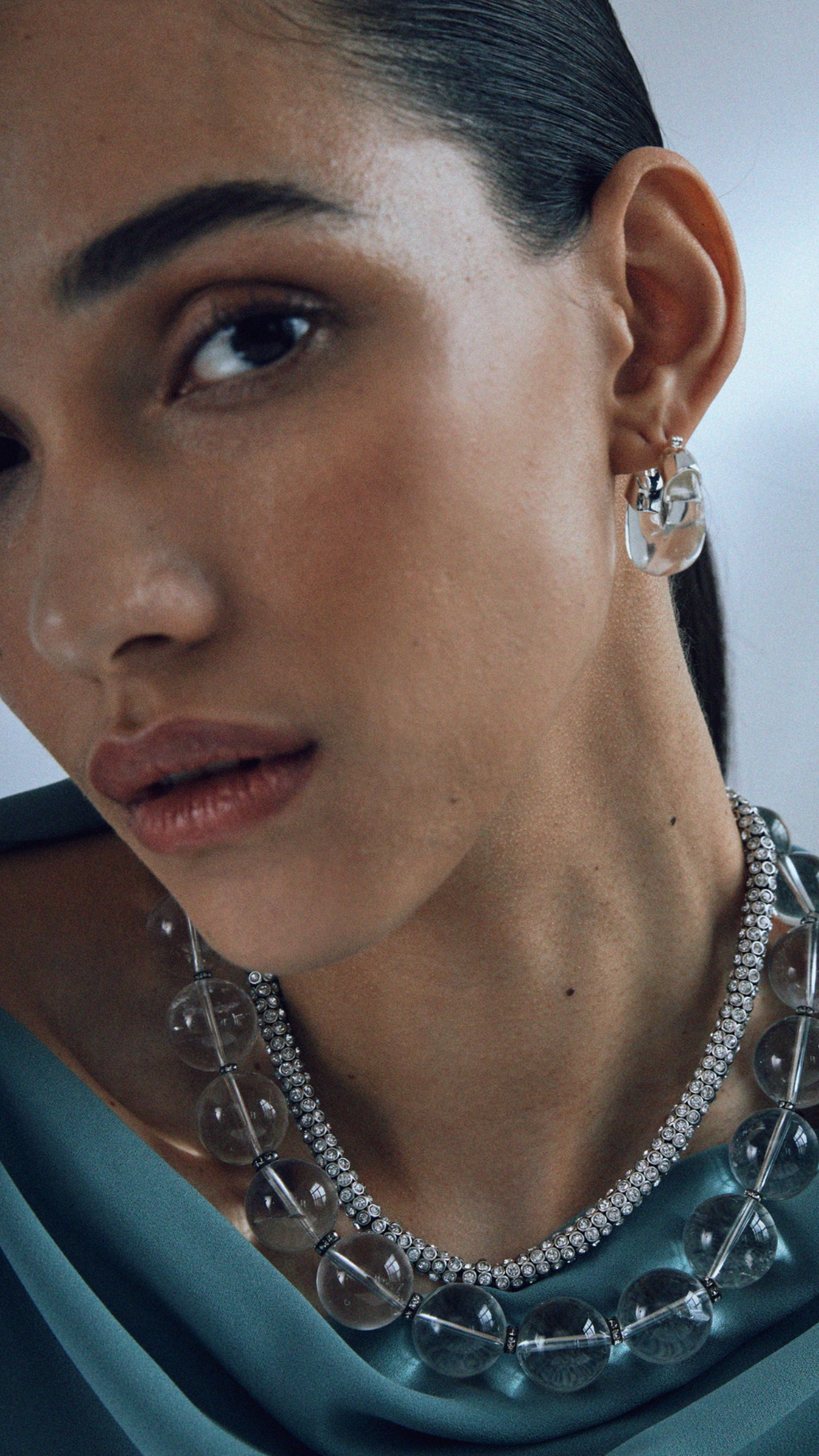 Lizzie Fortunato Mini Organic Hoops in Silver & Clear