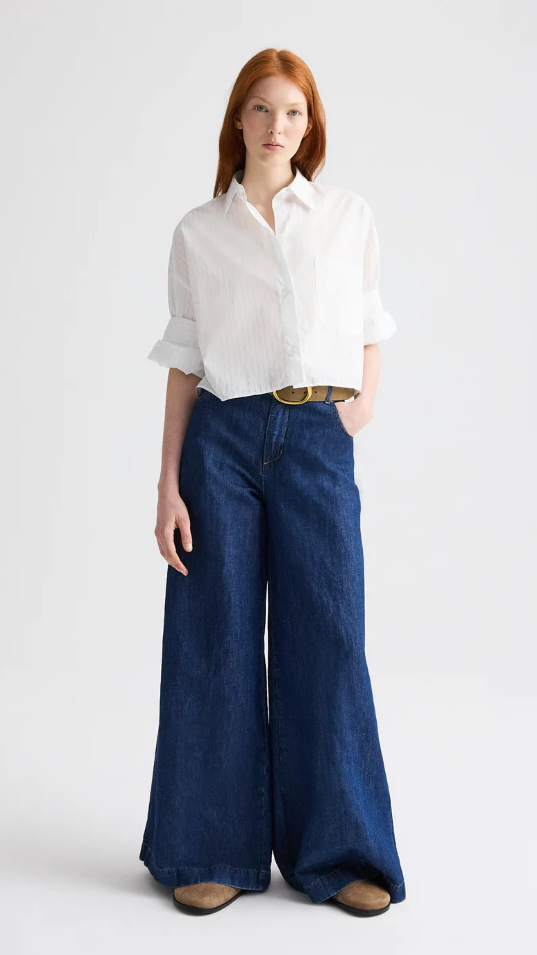 TWP Next Ex Shirt in White Light Blue