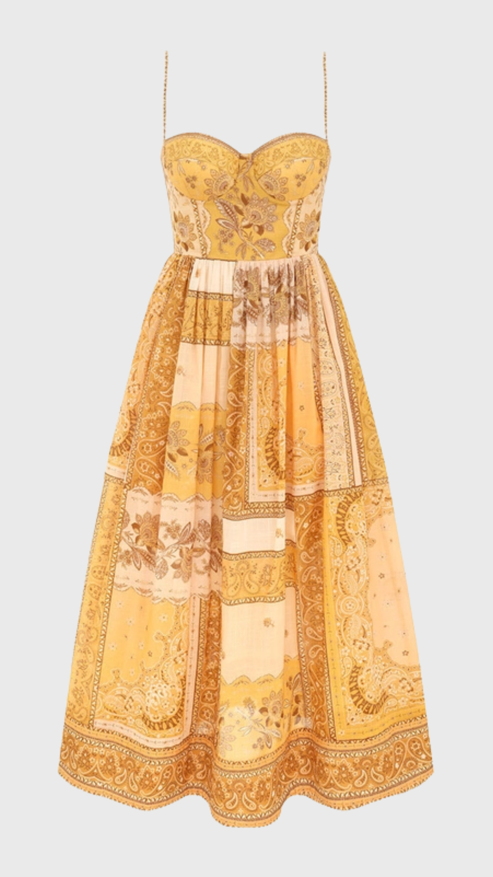 Zimmermann Lucky Corset Midi Dress in Mustard Bandana