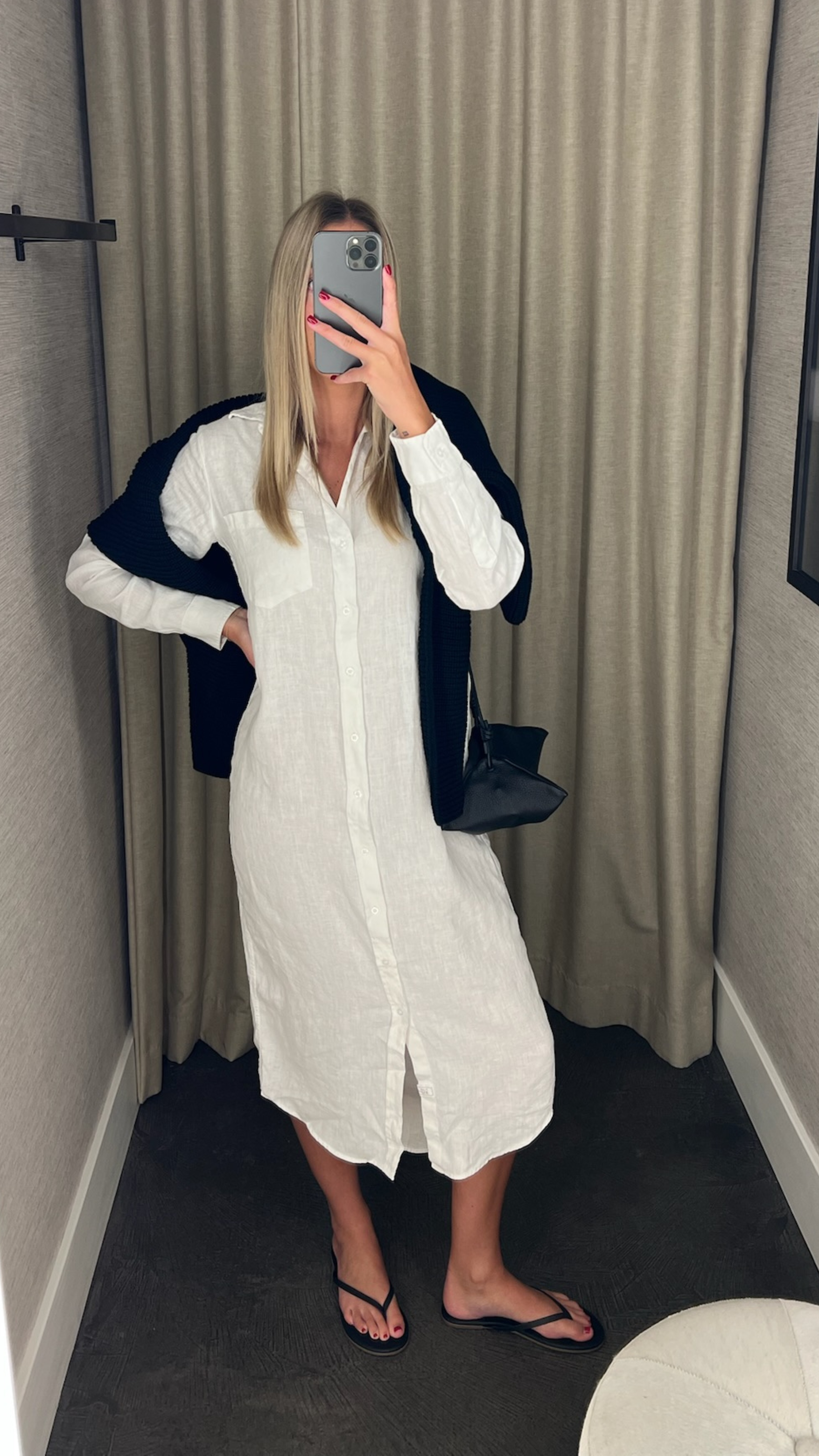 Frank & Eileen Rory Washed Linen Maxi Shirtdress in White