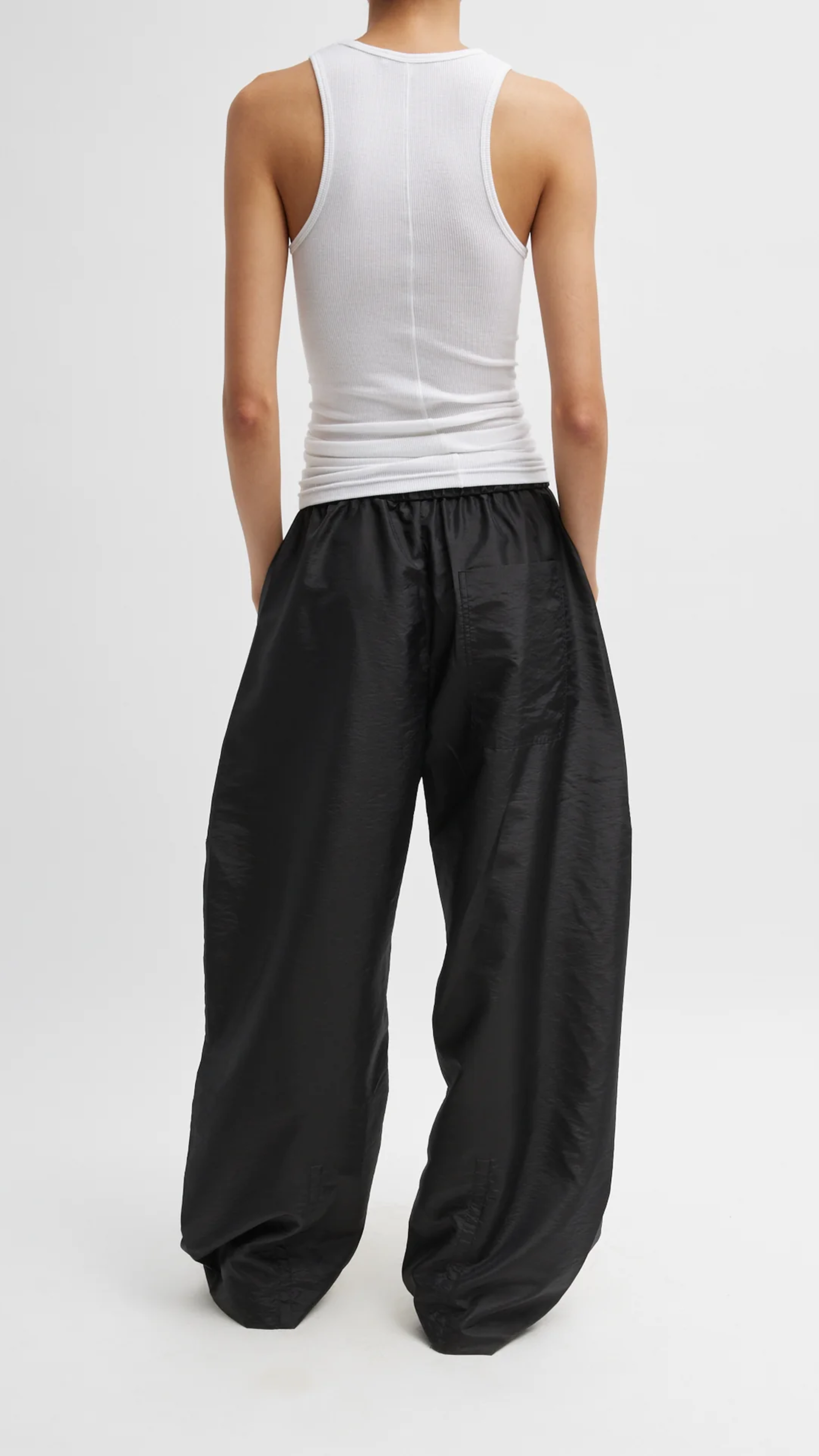 Tibi Regular Length Crispy Nylon Winslow Pant in Black