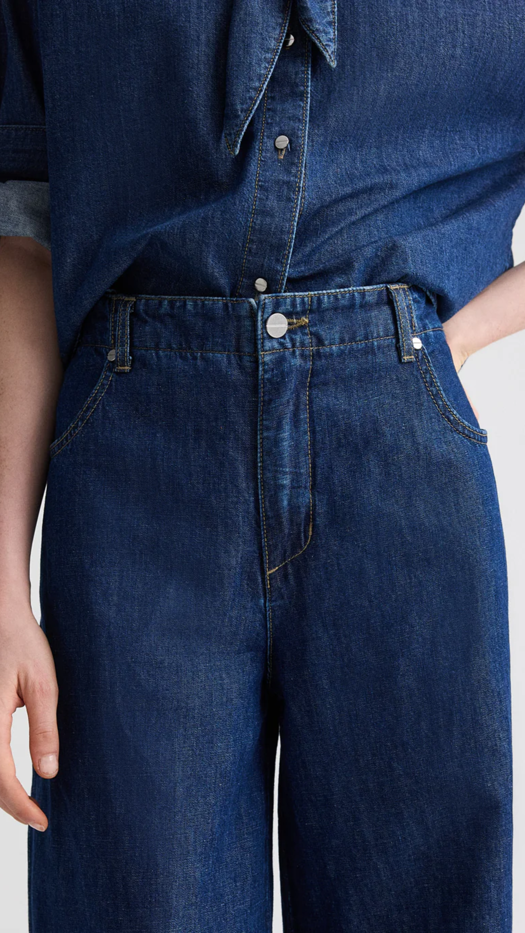 TWP Dillon Cotton Linen Denim in Dark Stone