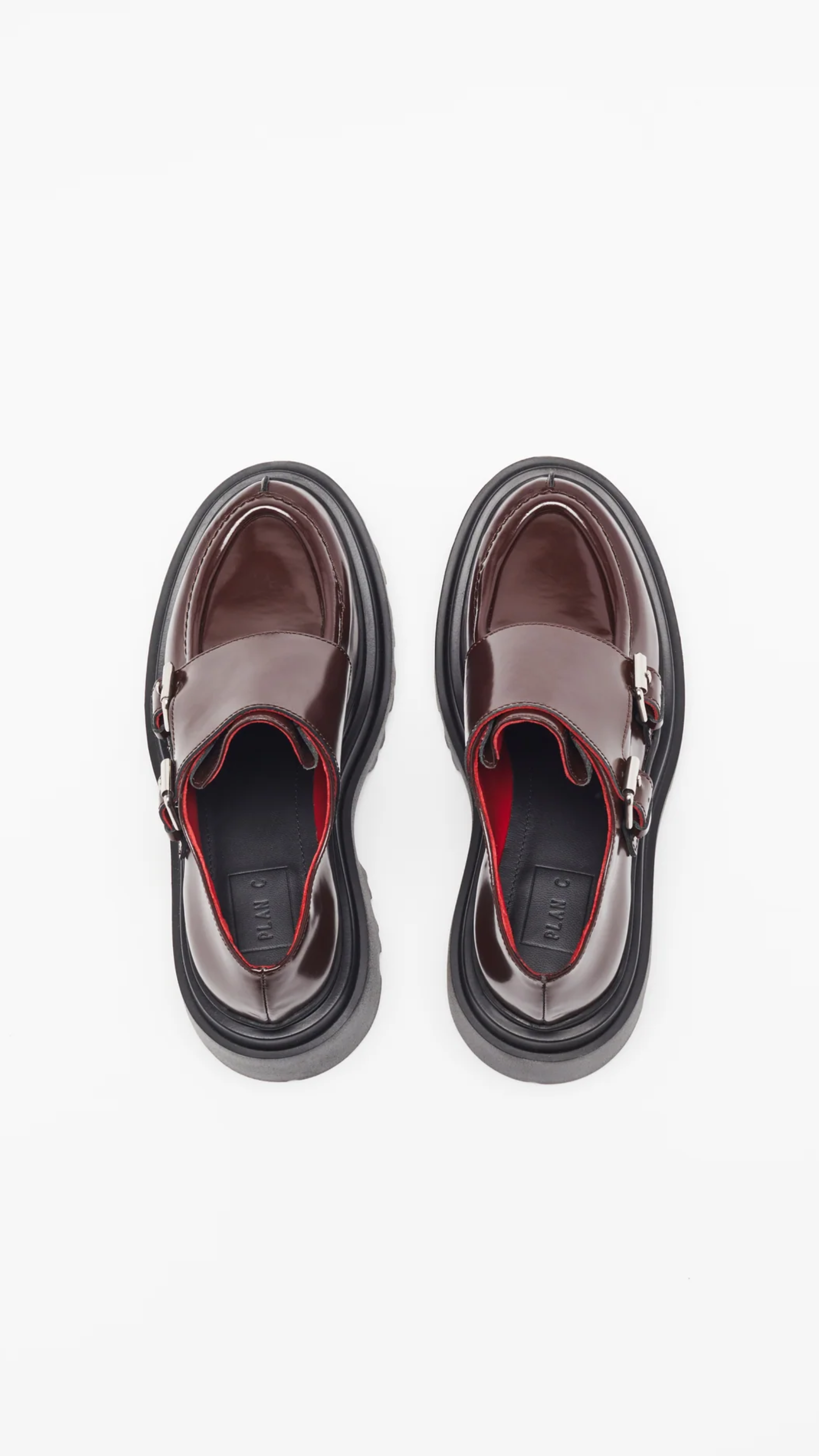 Plan C Loafer with Buckles in Burgundy