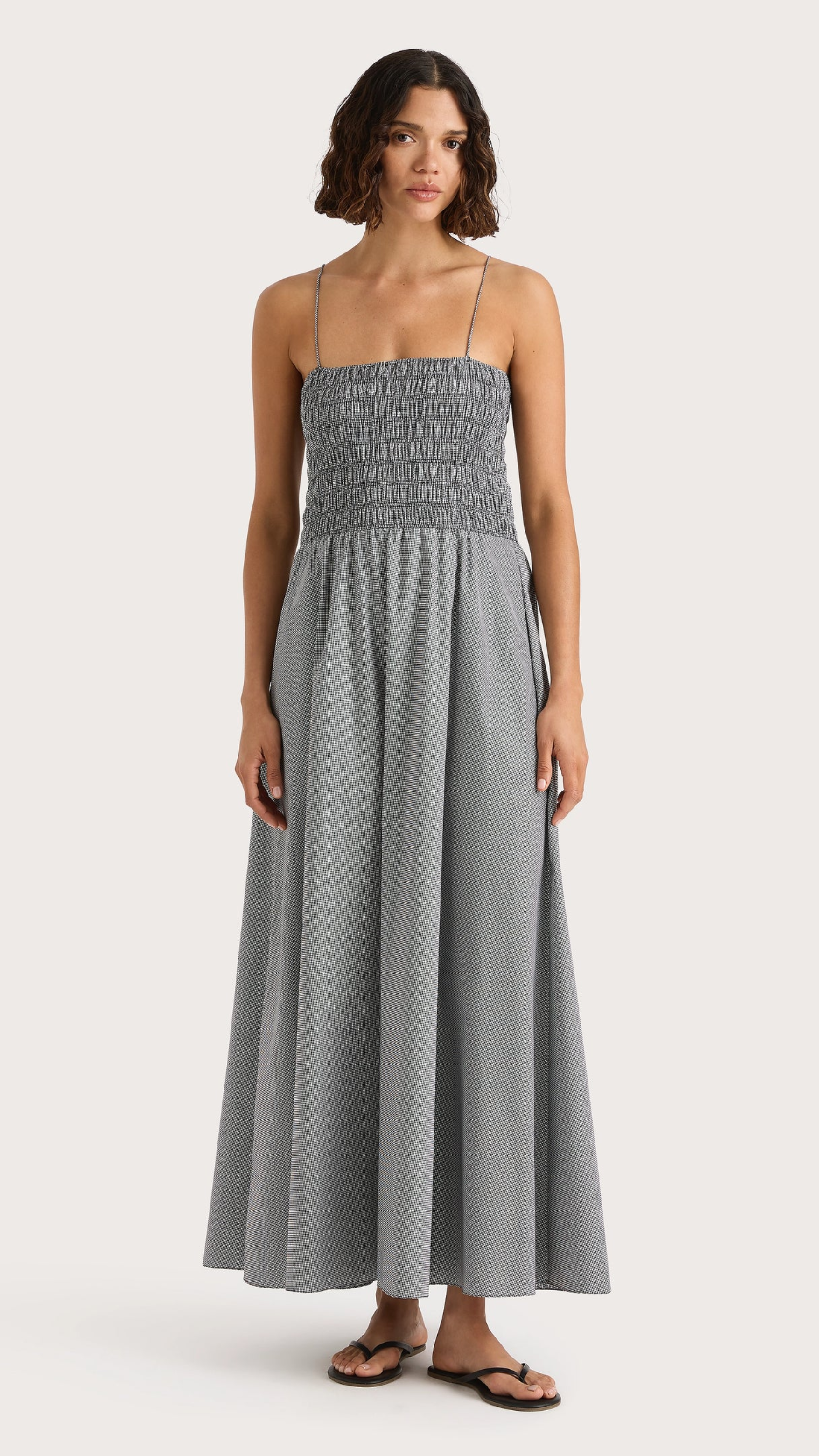 Faithfull Lida Maxi Dress in Gingham Black