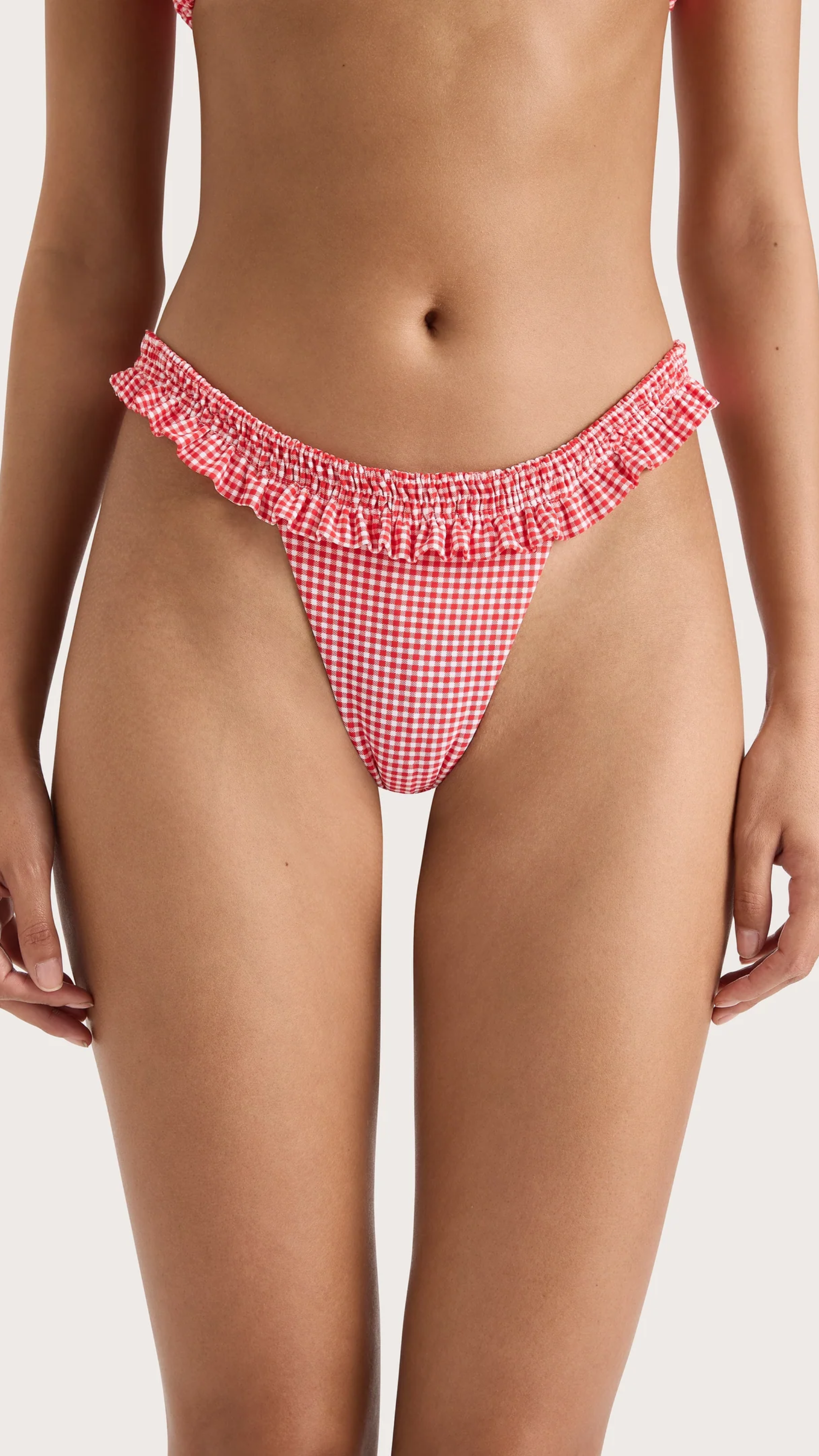 Faithfull Esterel Bikini Bottom in Gingham Red