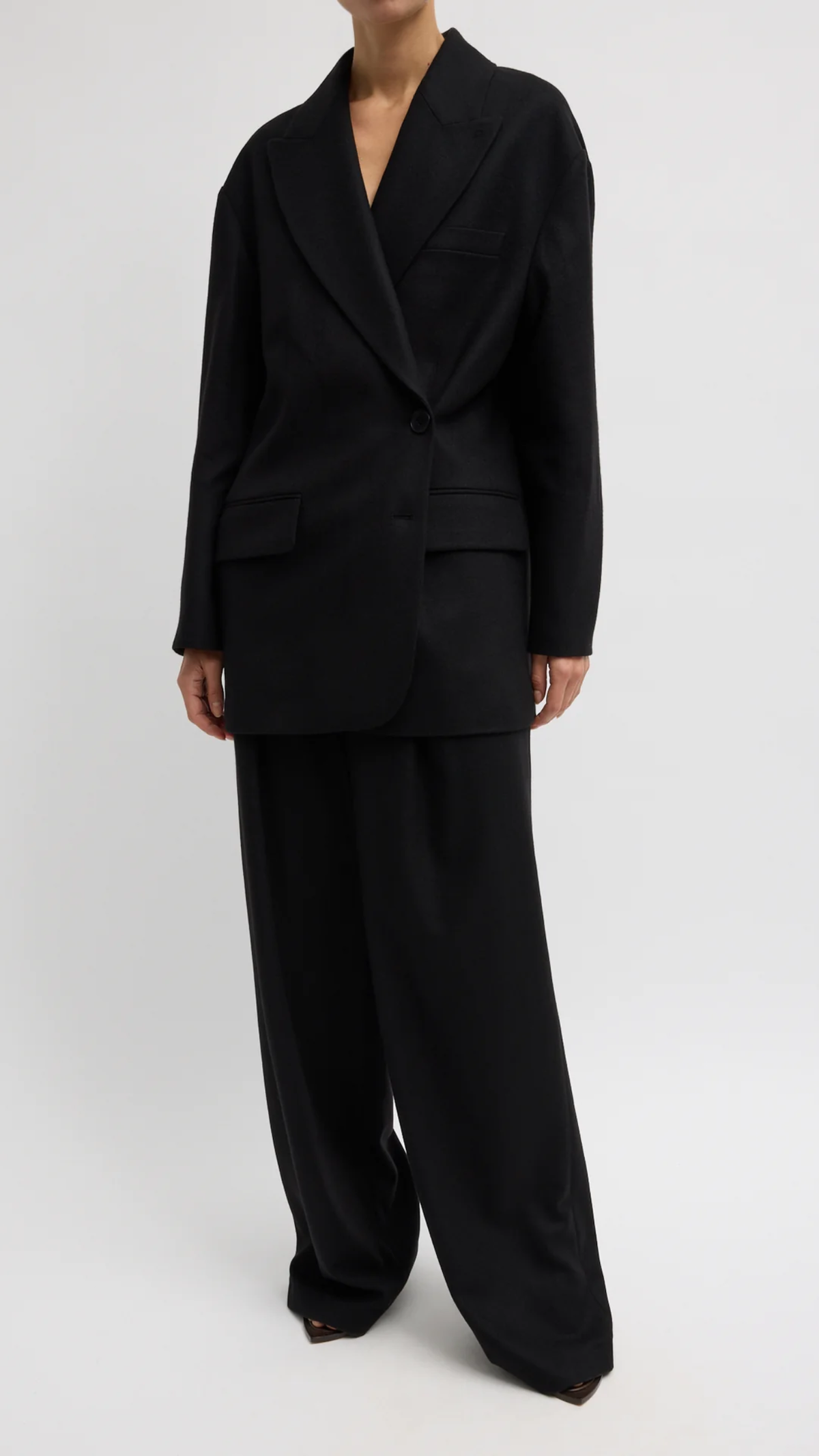 Tibi Cashmere Suiting Liam Blazer in Black
