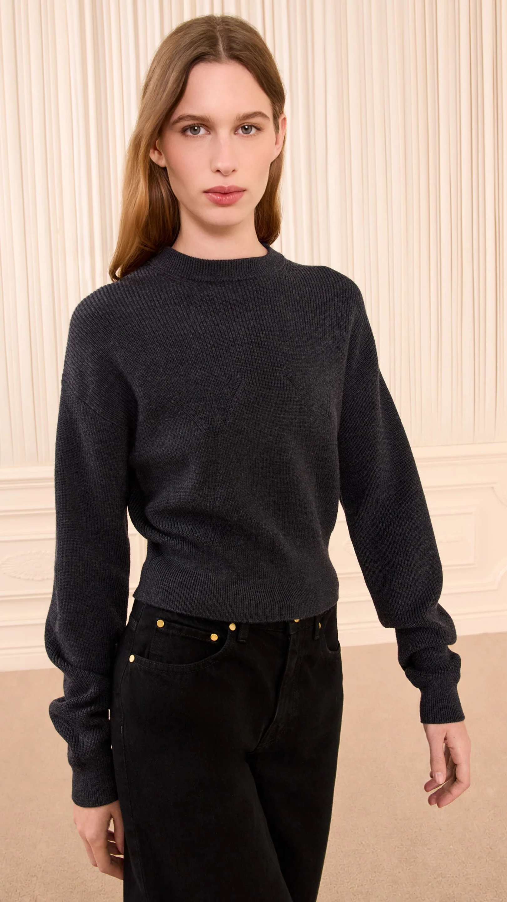 Ulla Johnson Alden Knit Pullover in Charcoal
