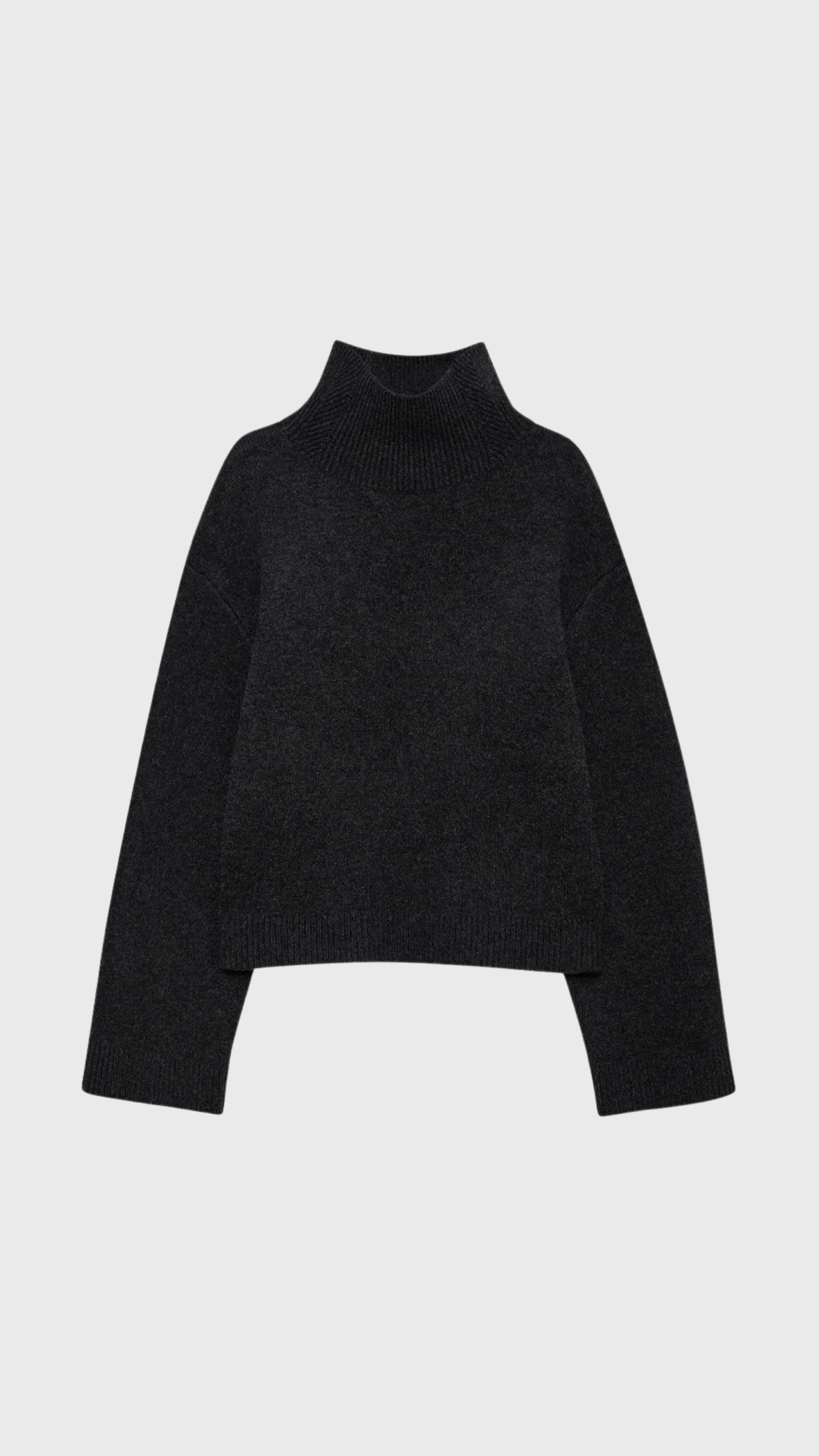 Anine Bing Alma Turtleneck Sweater in Charcoal