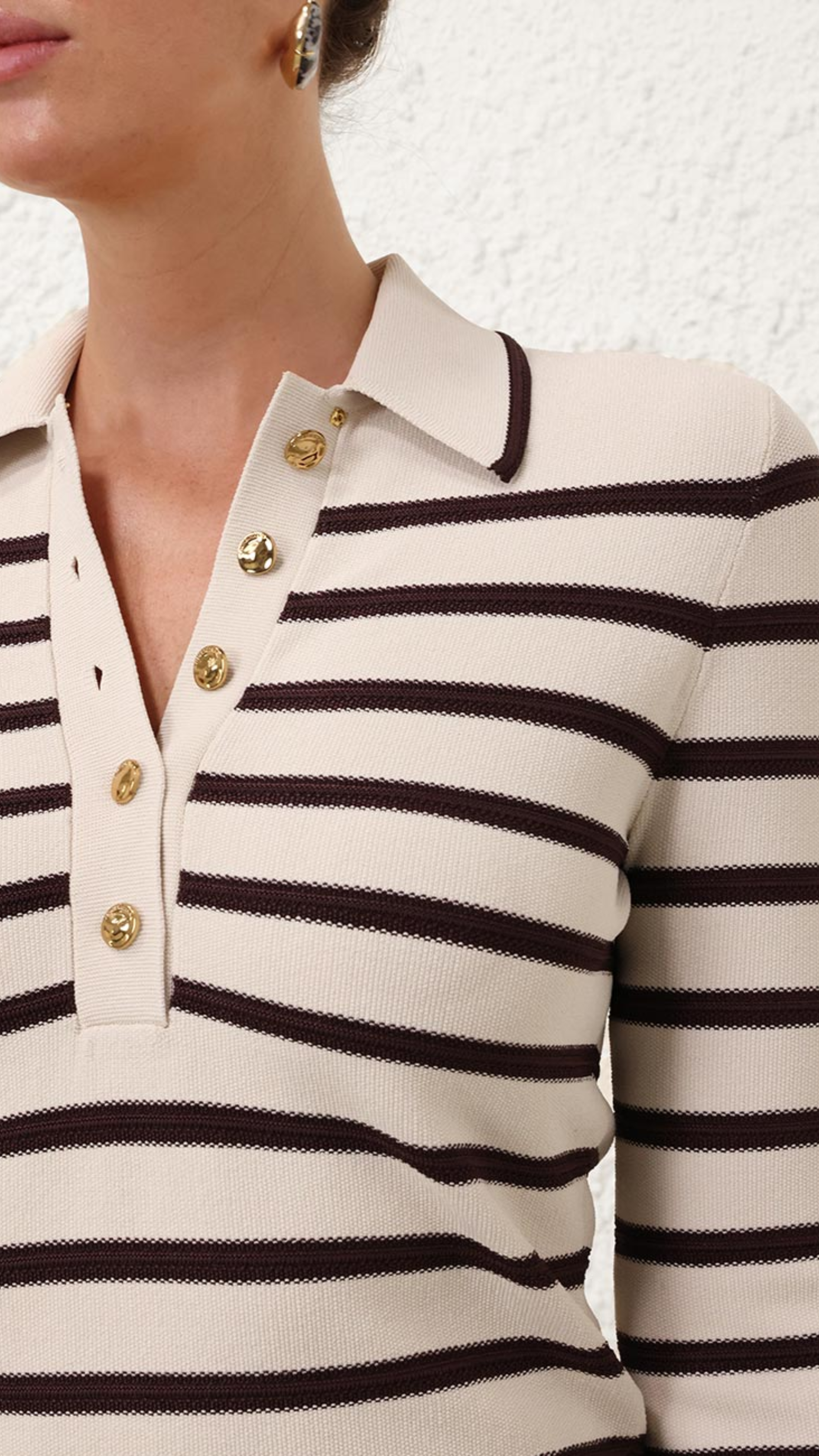 Zimmermann Illuminate Stripe Polo in Cream