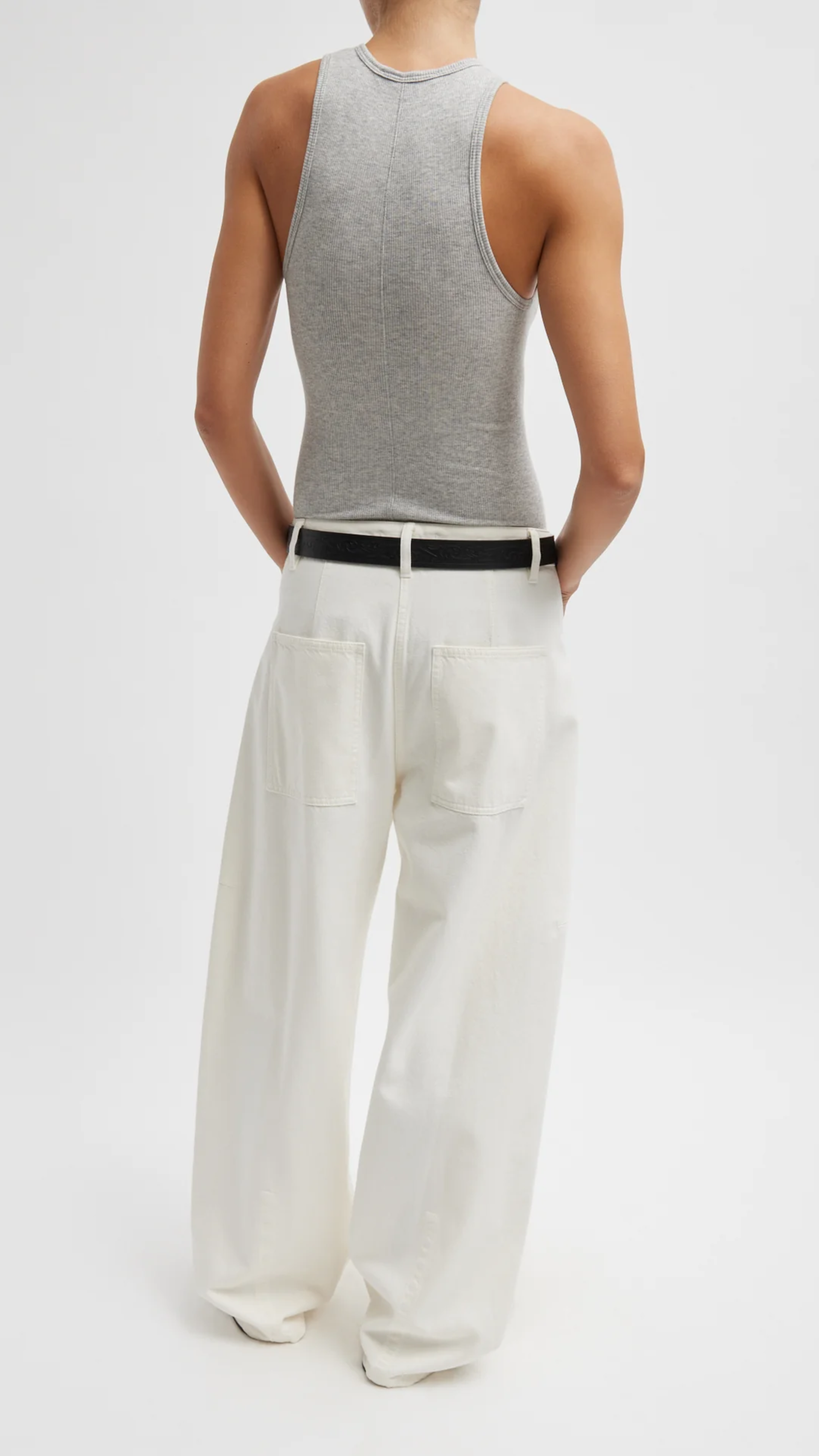 Tibi Short Length Spring Denim Sid Jean in White