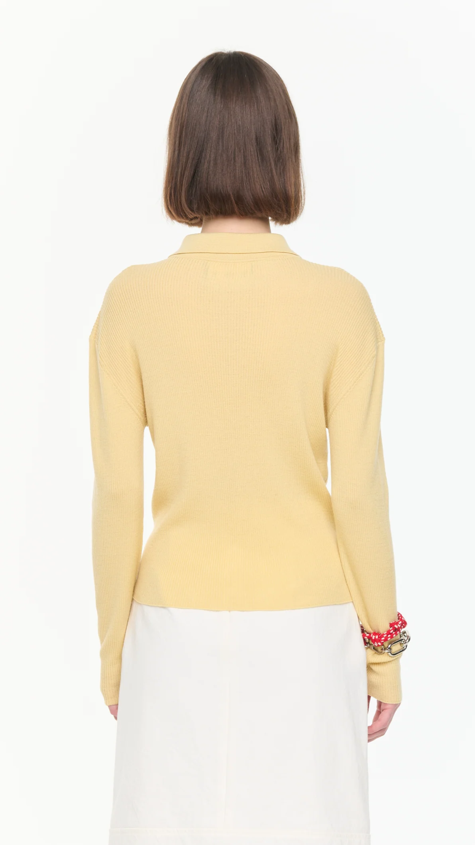 Plan C Long Sleeve Merino Cardigan in Straw