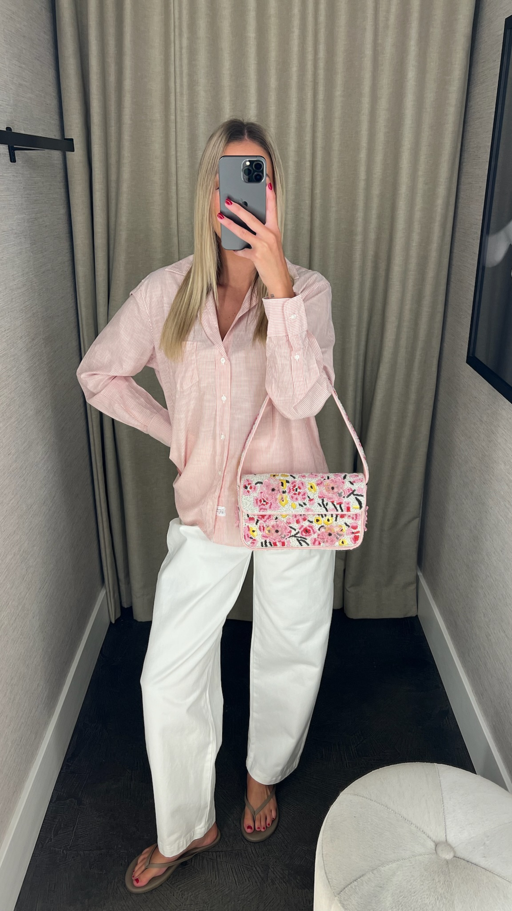 Frank & Eileen Relaxed Button Up Shirt in Burnt Orange White Stripe