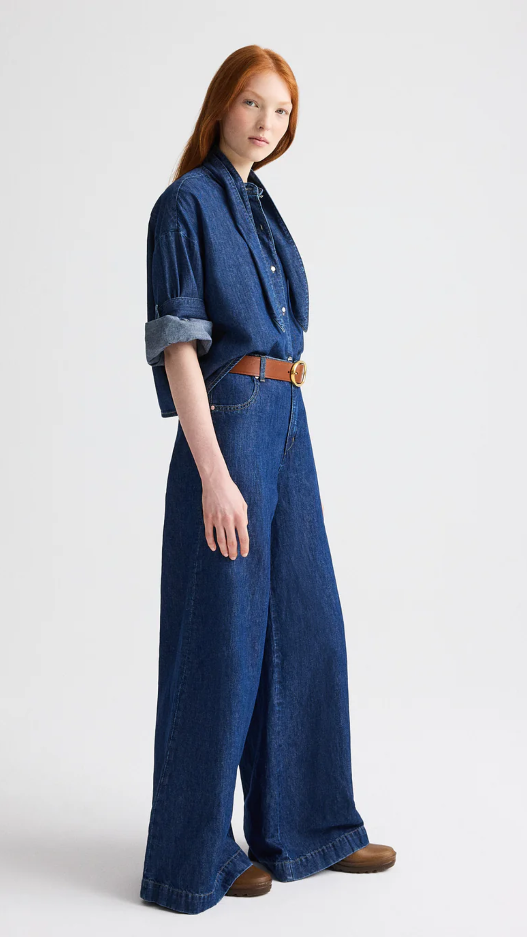 TWP Dillon Cotton Linen Denim in Dark Stone