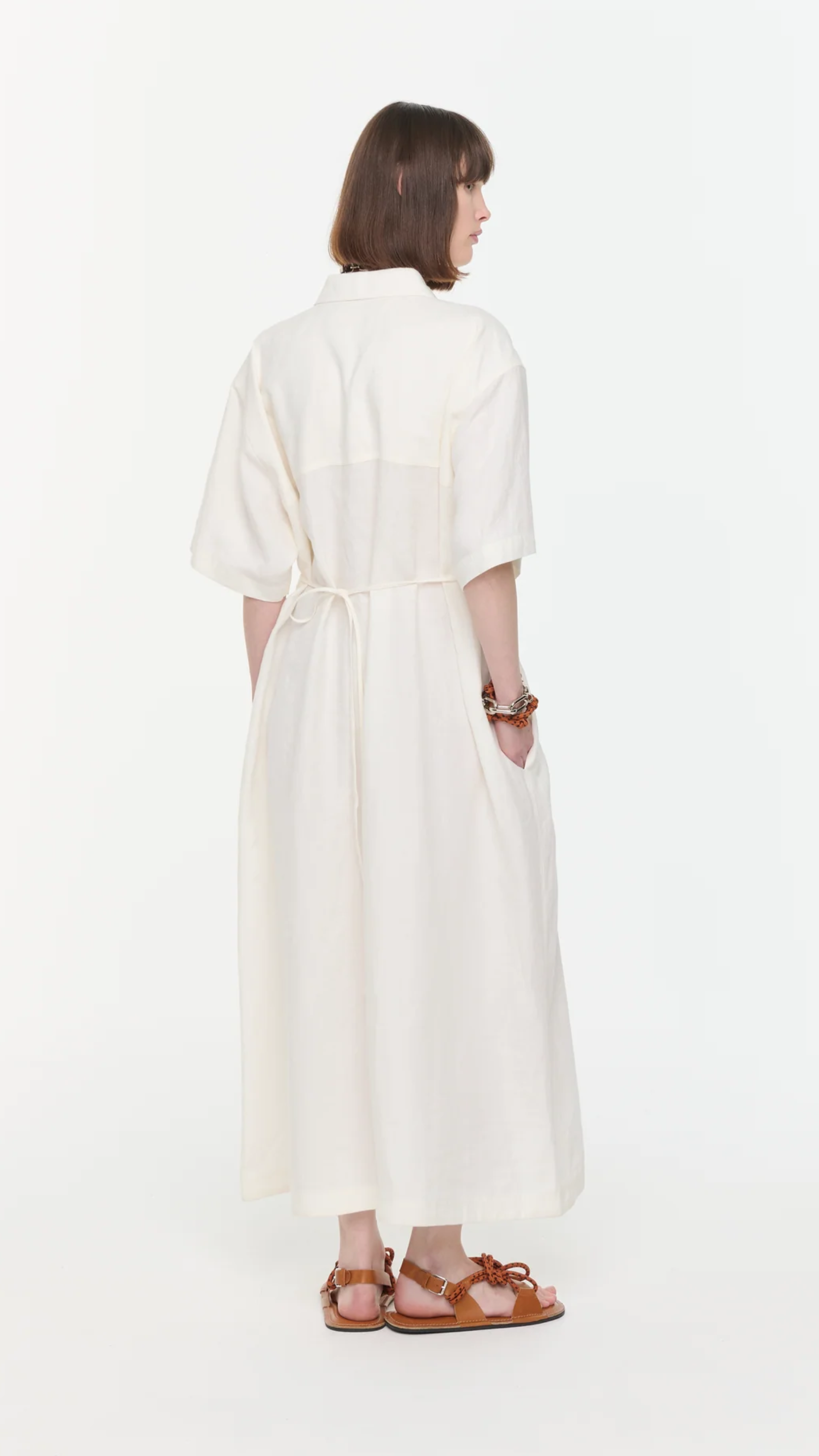 Plan C Linen Shirtdress in White