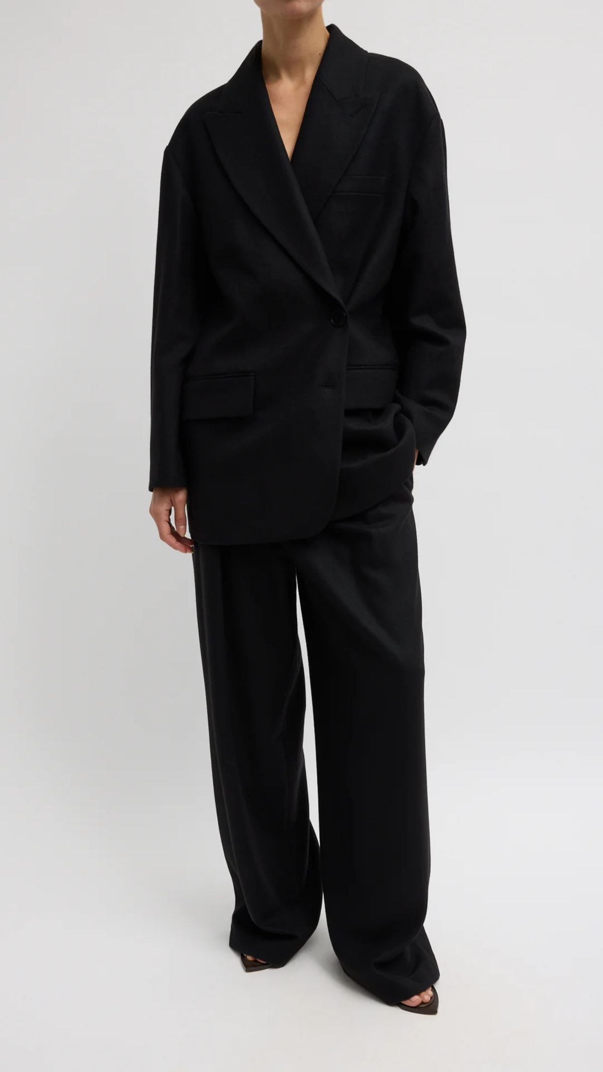 Tibi Cashmere Suiting Liam Blazer in Black