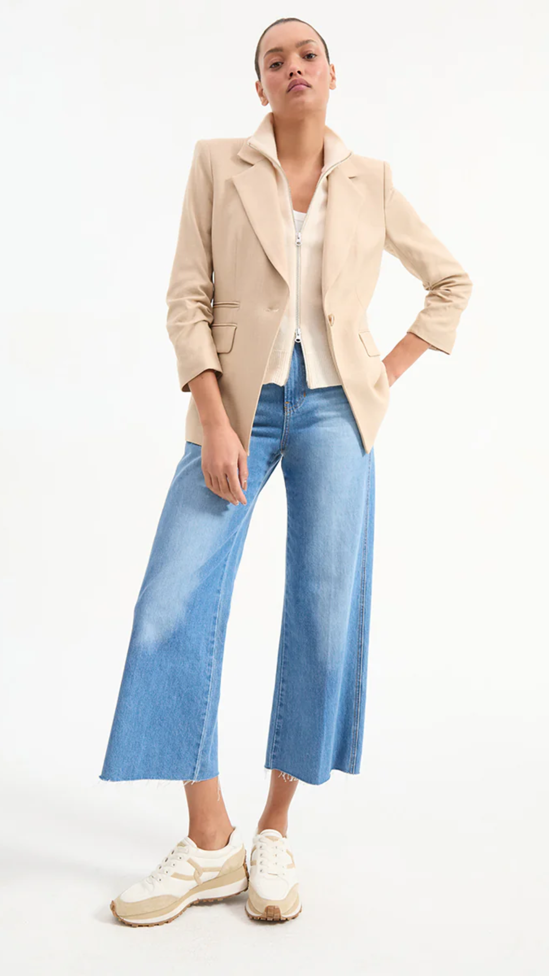 Veronica Beard Battista Dickey Jacket in Stone Khaki