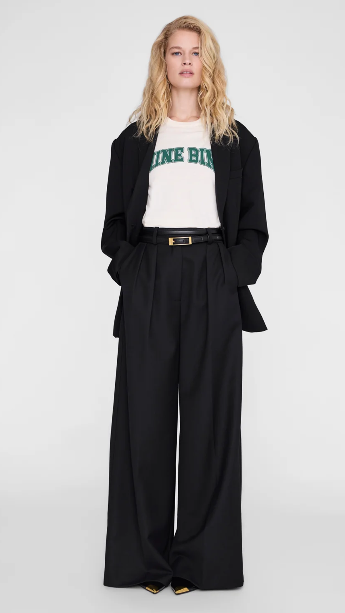 Anine Bing Shelley Tee in Ecru Green