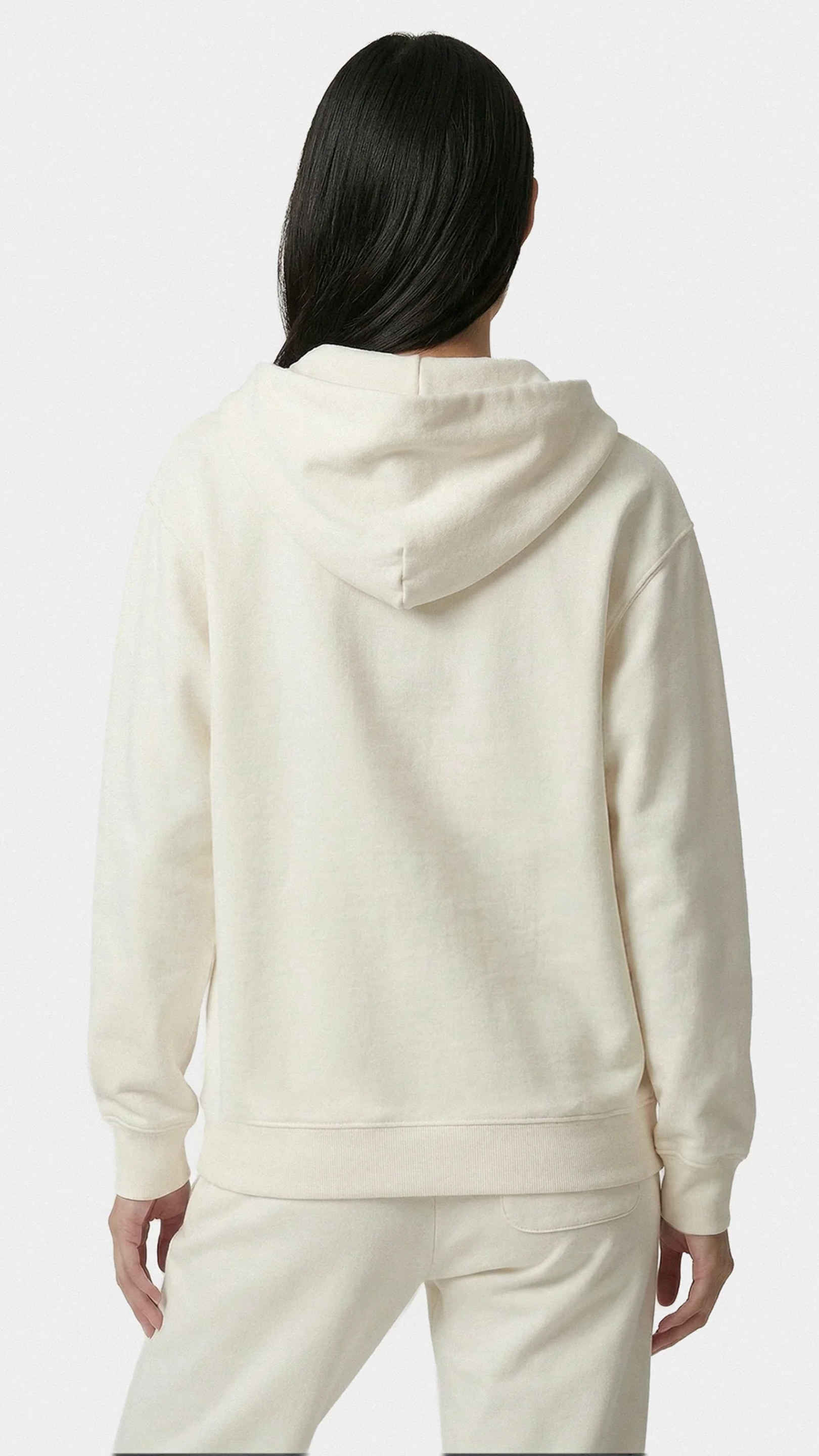 Sporty & Rich Vendome LA Embroidered Zip Hoodie in Ecru/Navy