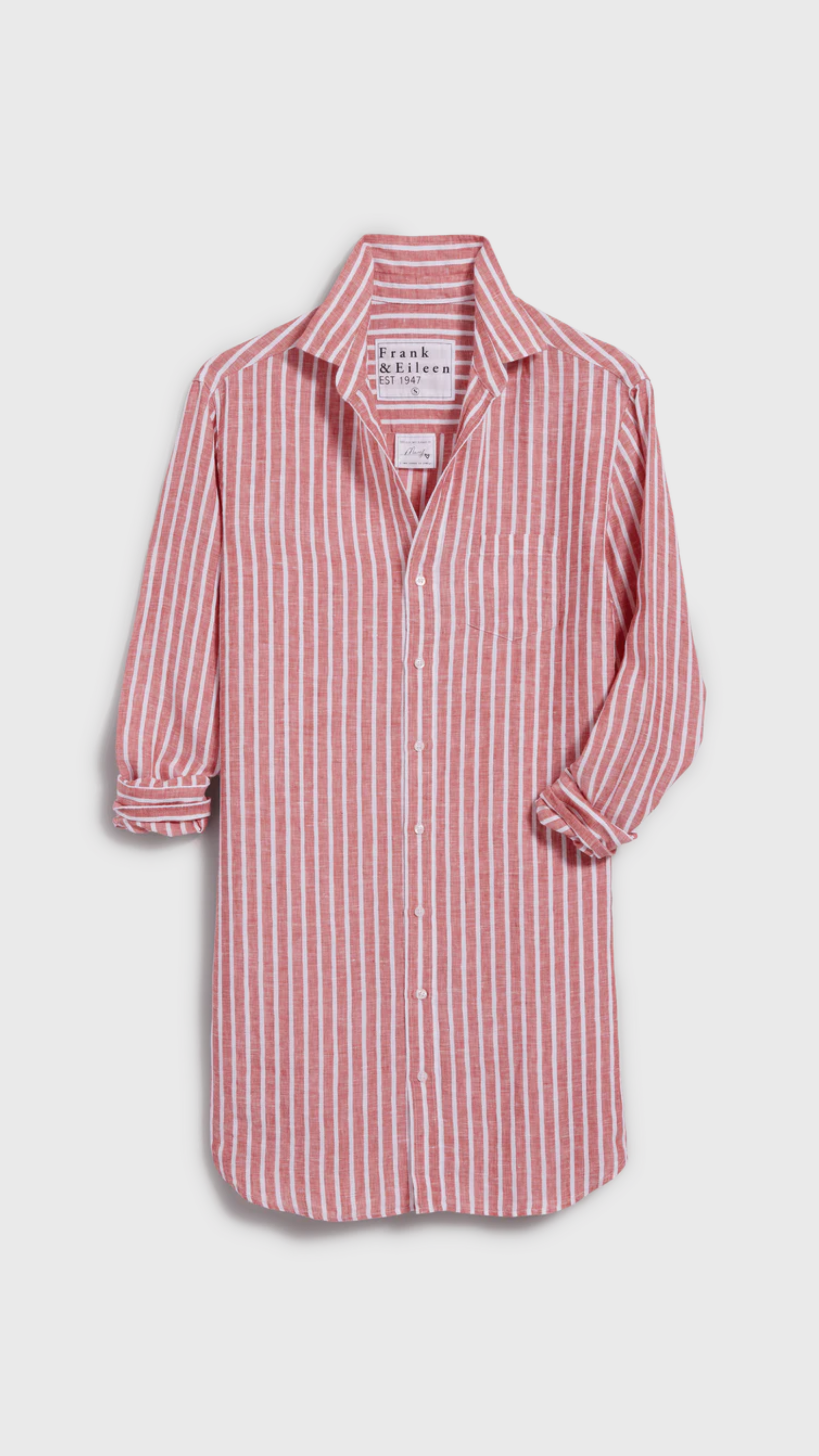 Frank & Eileen Mary Classic Shirtdress in Red and White Textured Stripe