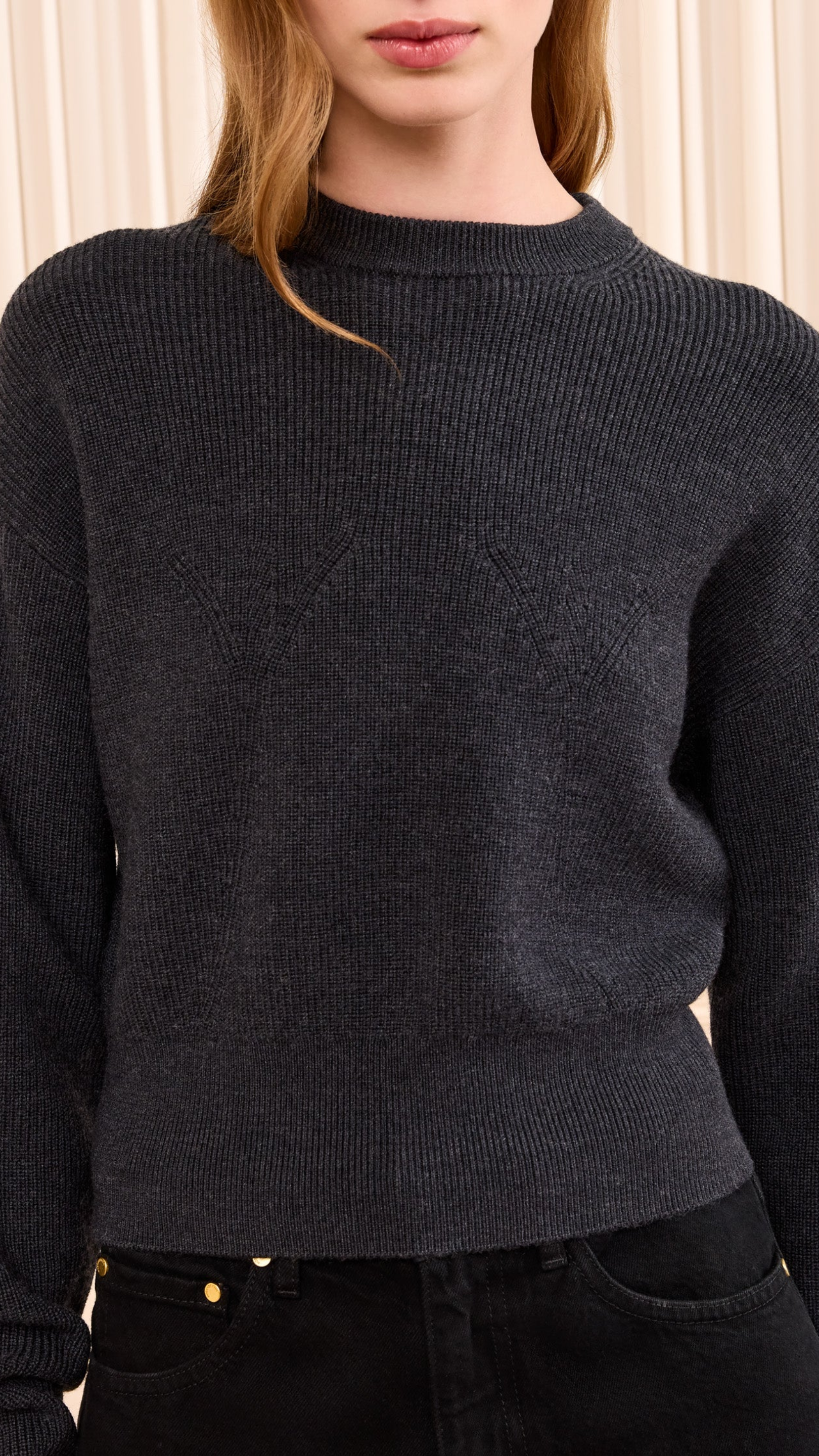 Ulla Johnson Alden Knit Pullover in Charcoal
