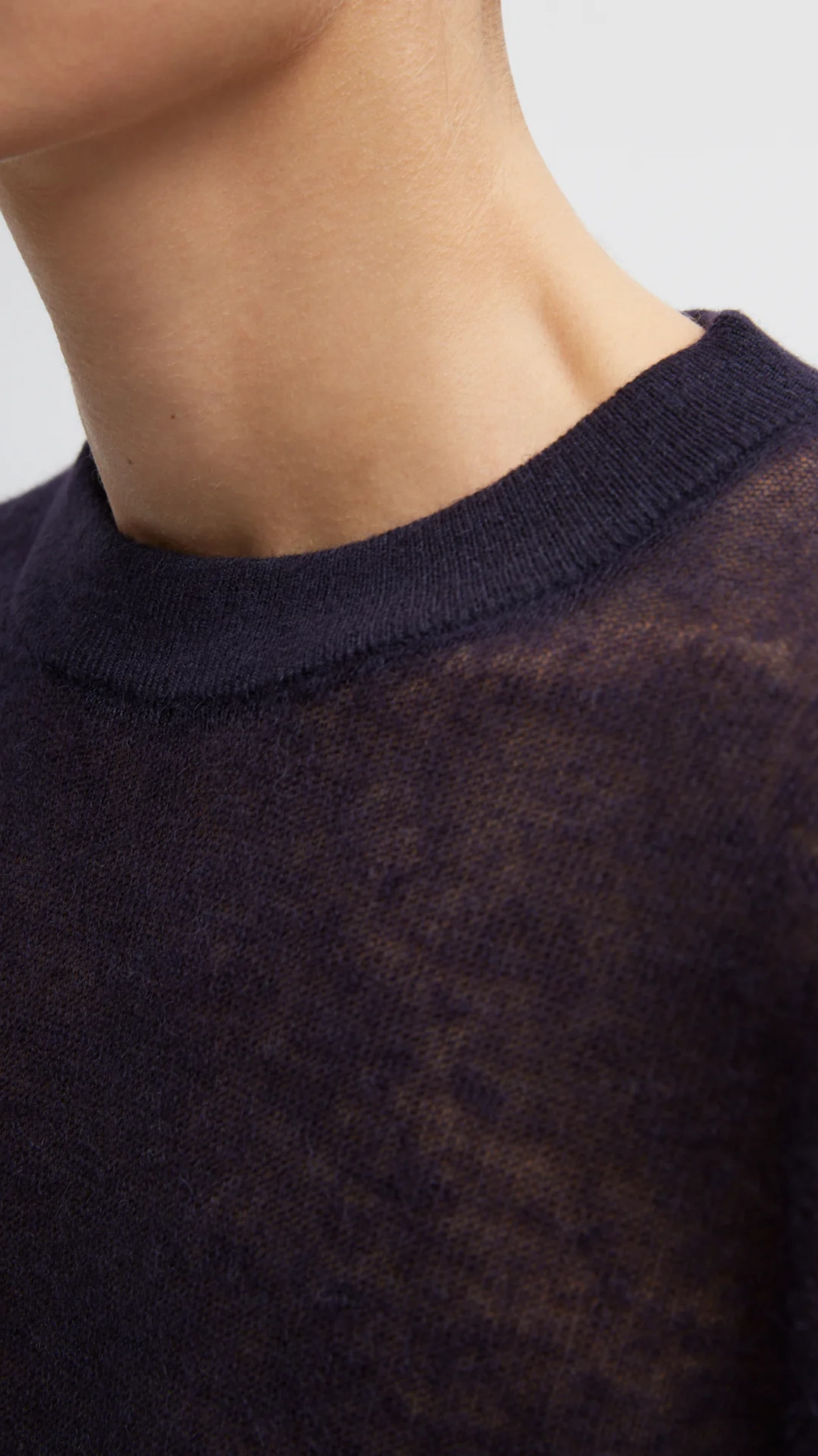 Tibi Sheer Sweater Crewneck in Navy