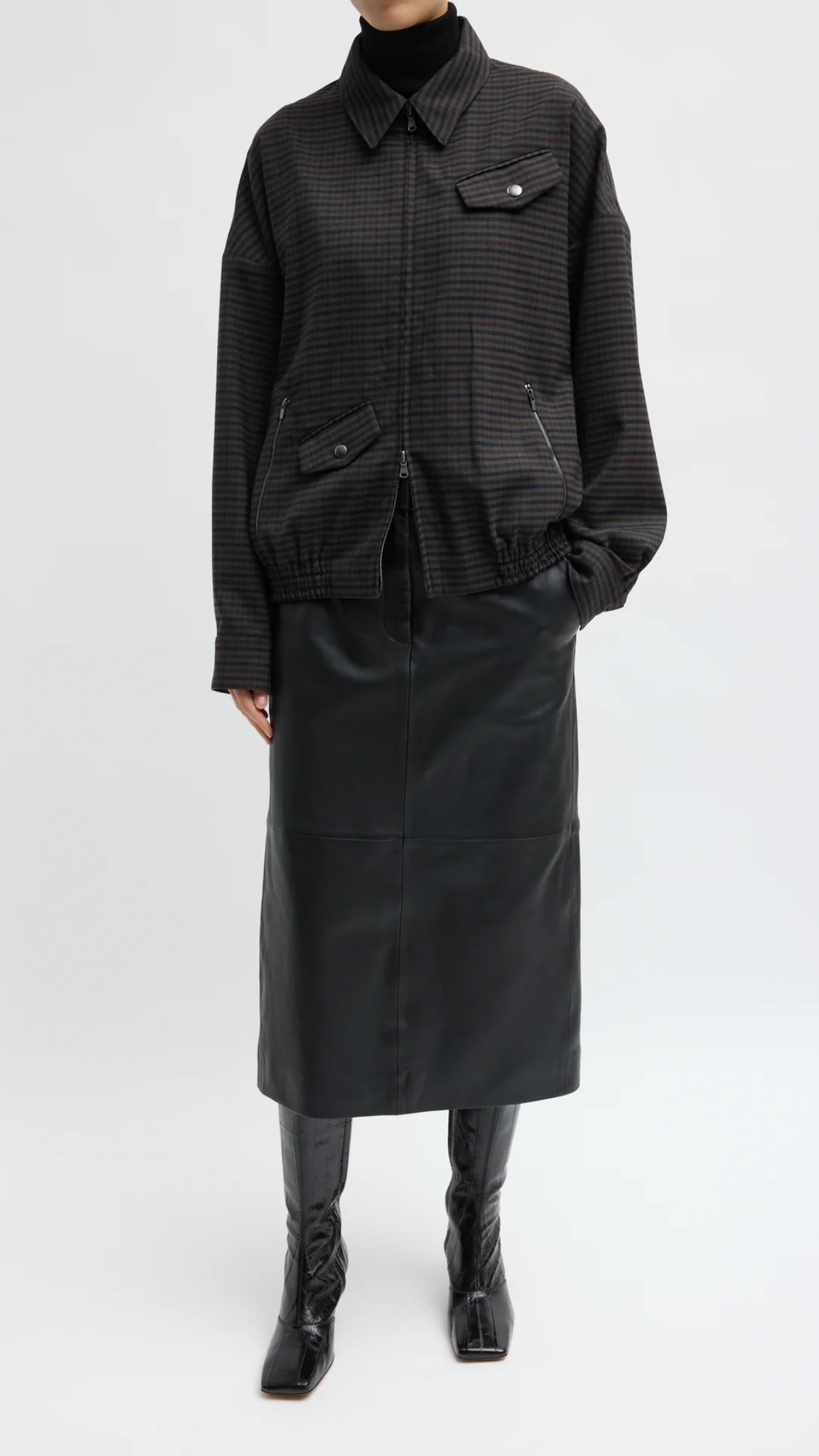 Tibi Cedrick Suiting Bomber Jacket in Grey Multi