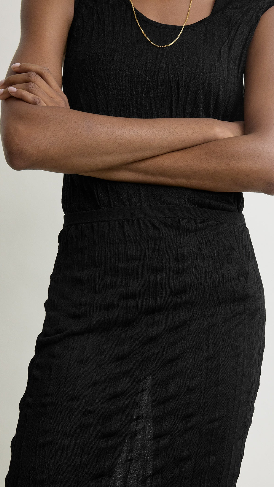 Toteme Crinkled Knit Skirt in Black