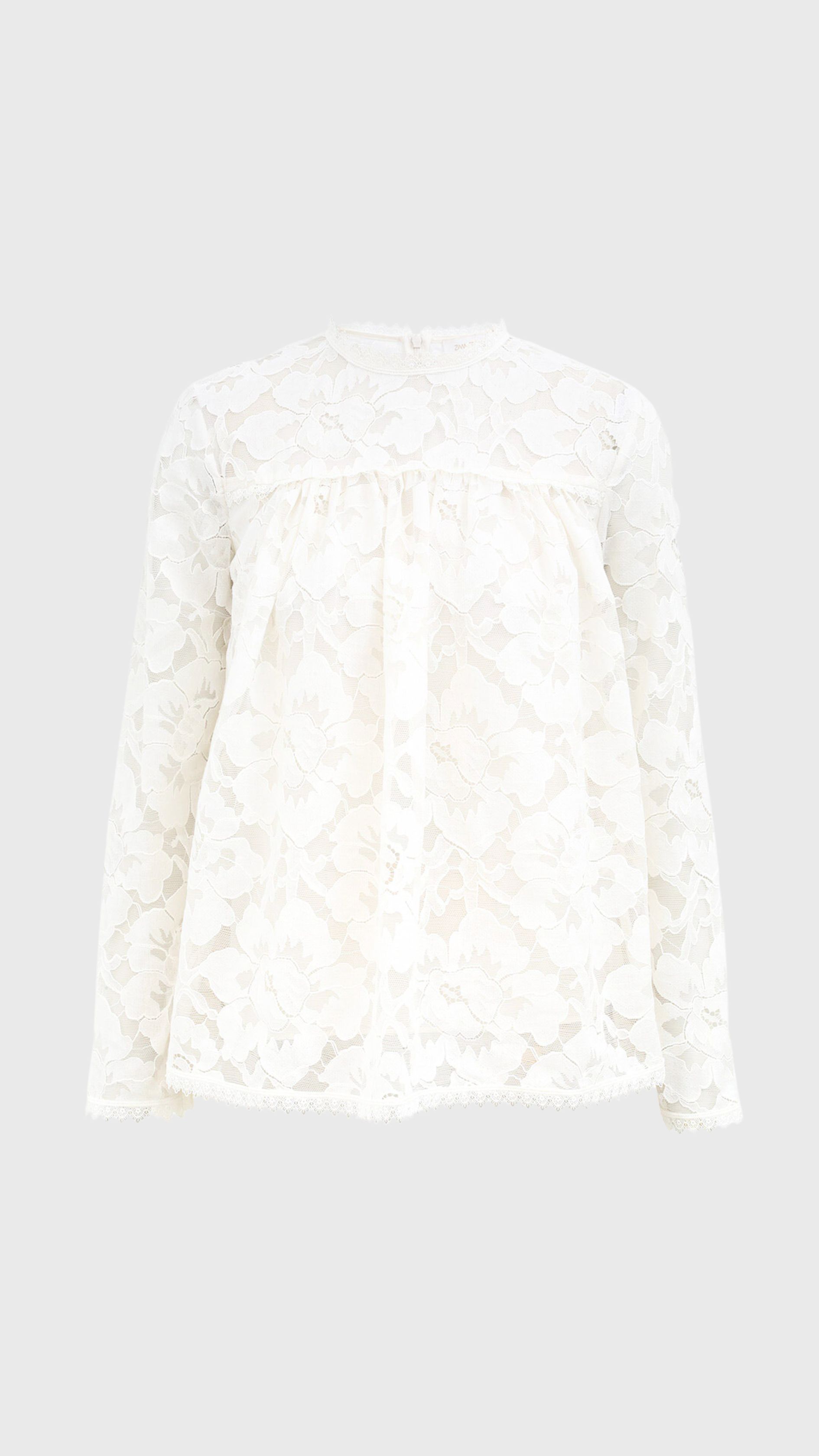 Zimmermann Illuminate Lace Gathered Top in Cream