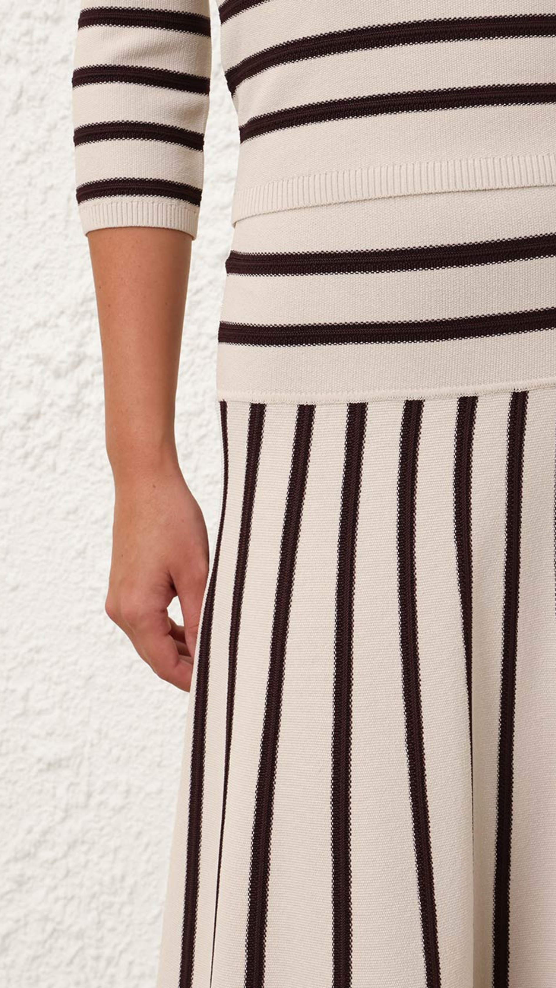 Zimmermann Illuminate Stripe Midi Skirt in Cream