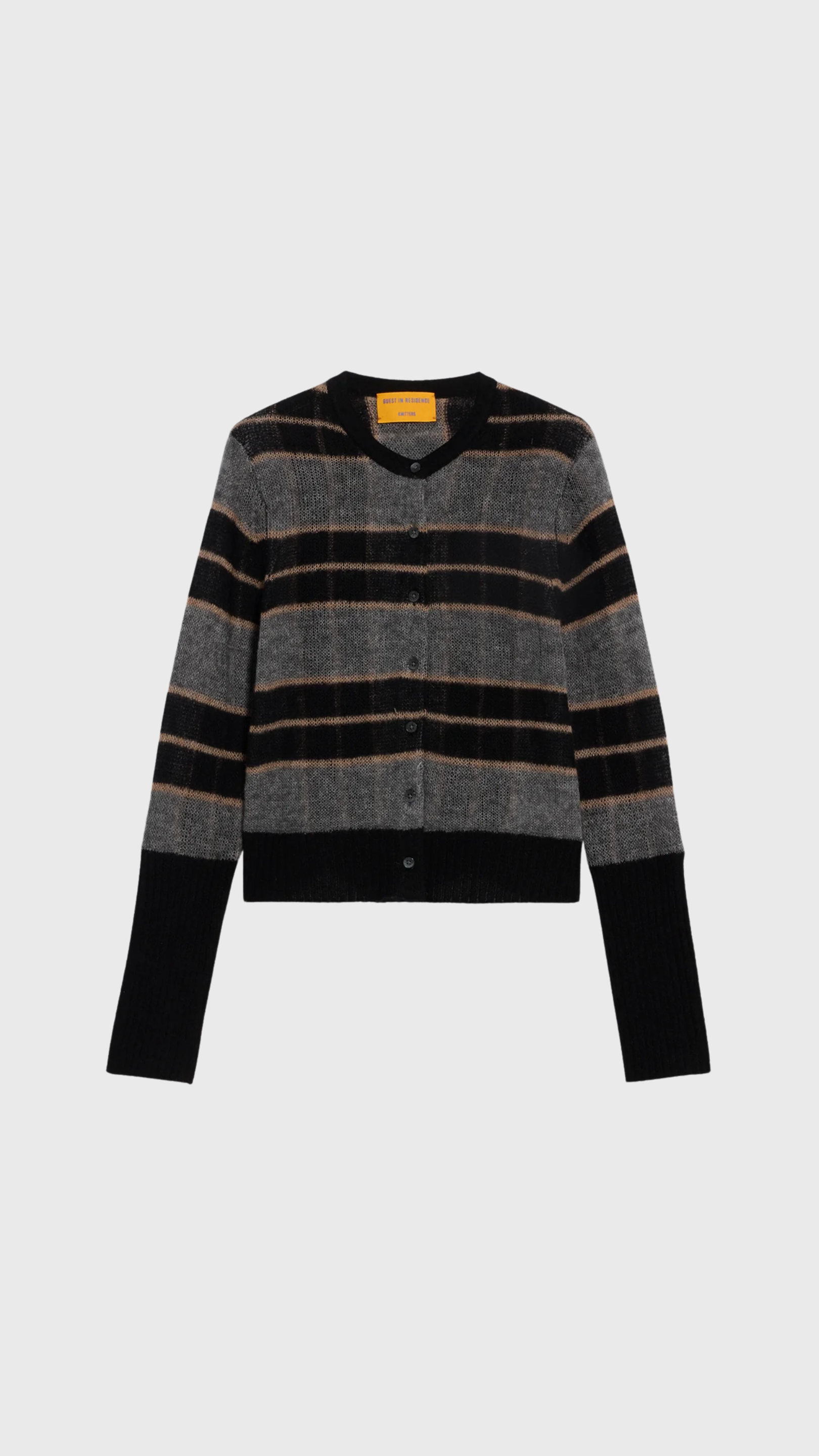 Guest in Residence Shadow Plaid Cardigan in Black