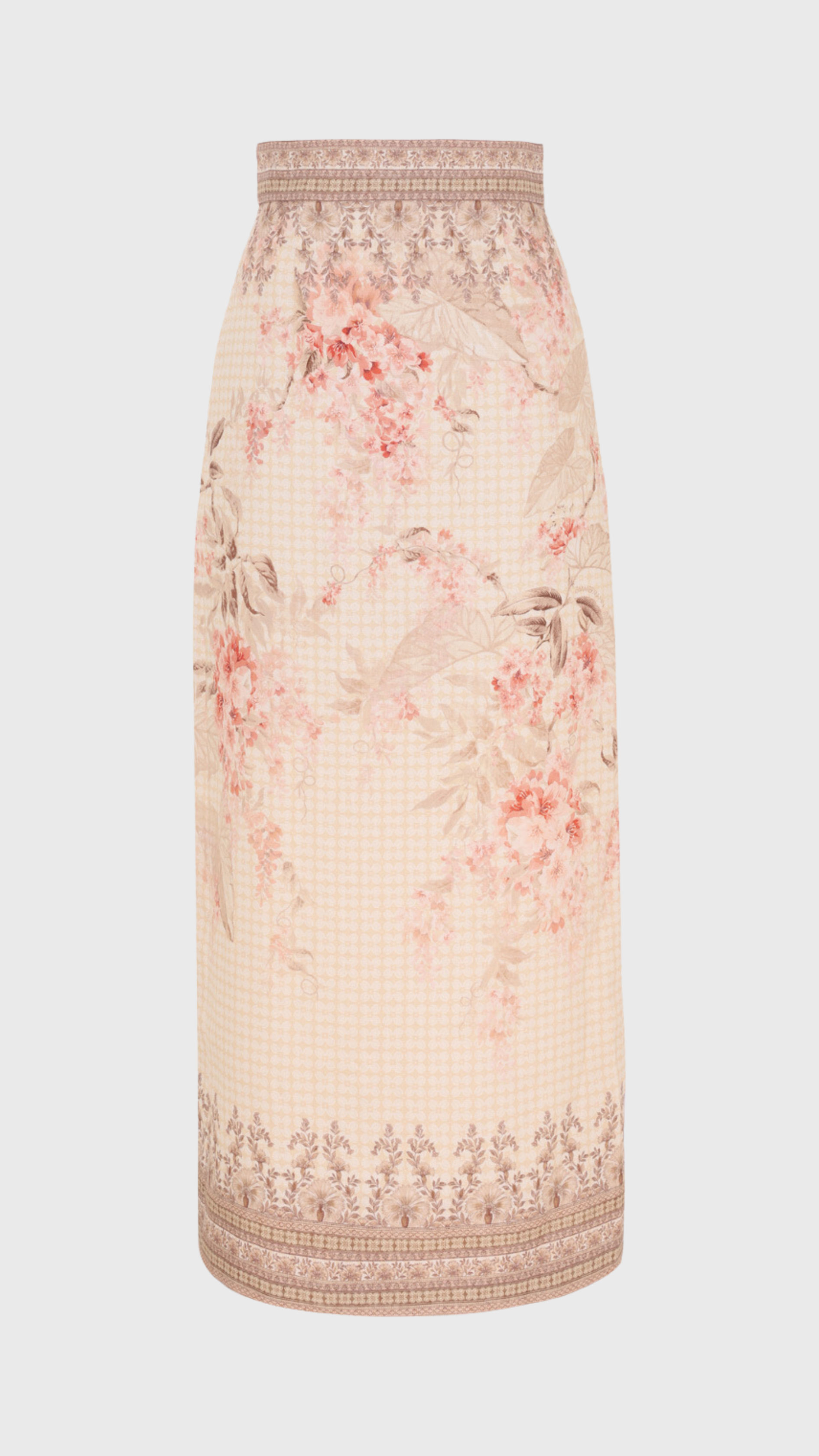 Zimmermann Illuminate Pencil Midi Skirt in Coral