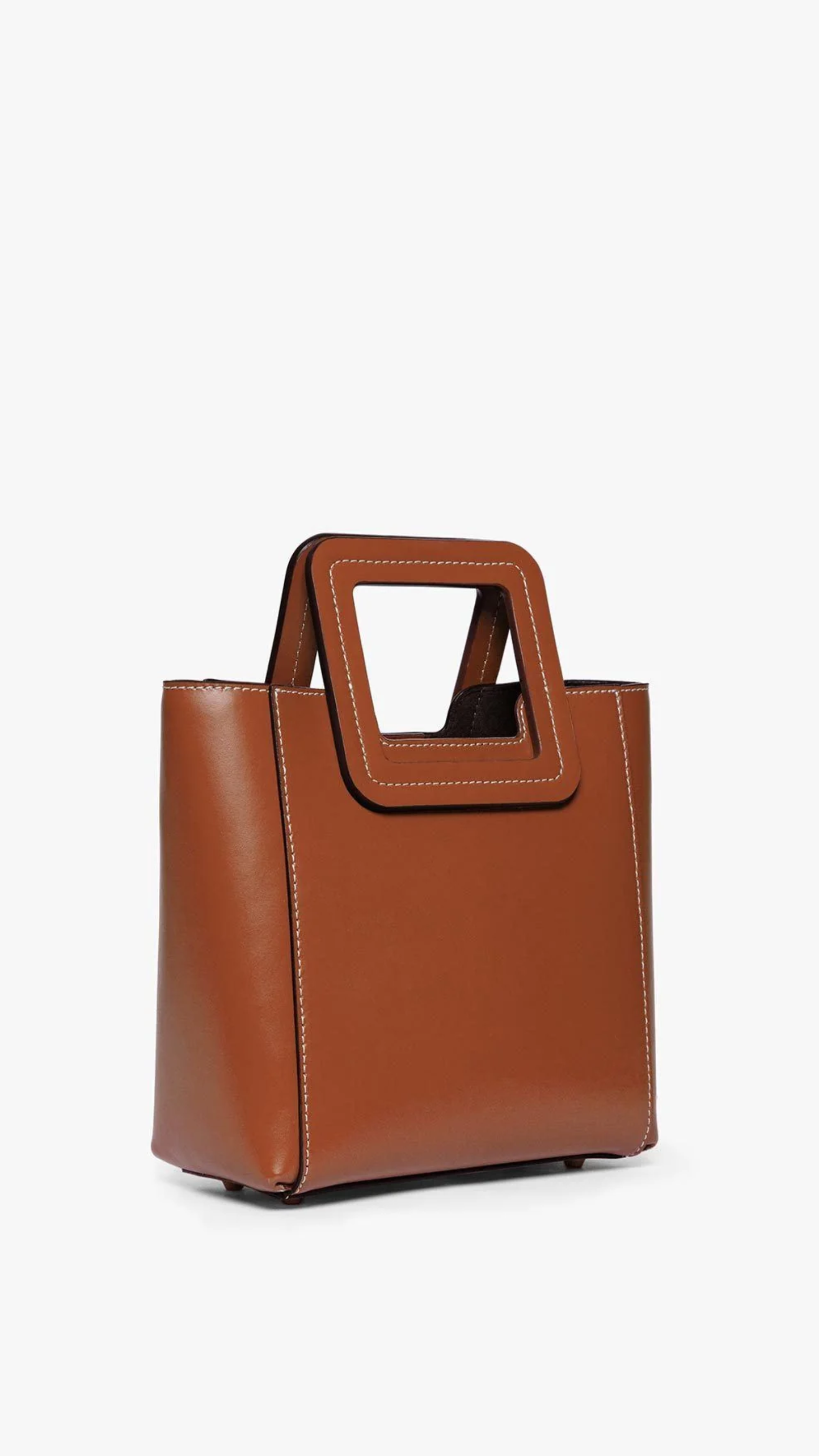 Staud Mini Shirley Leather Bag in Saddle