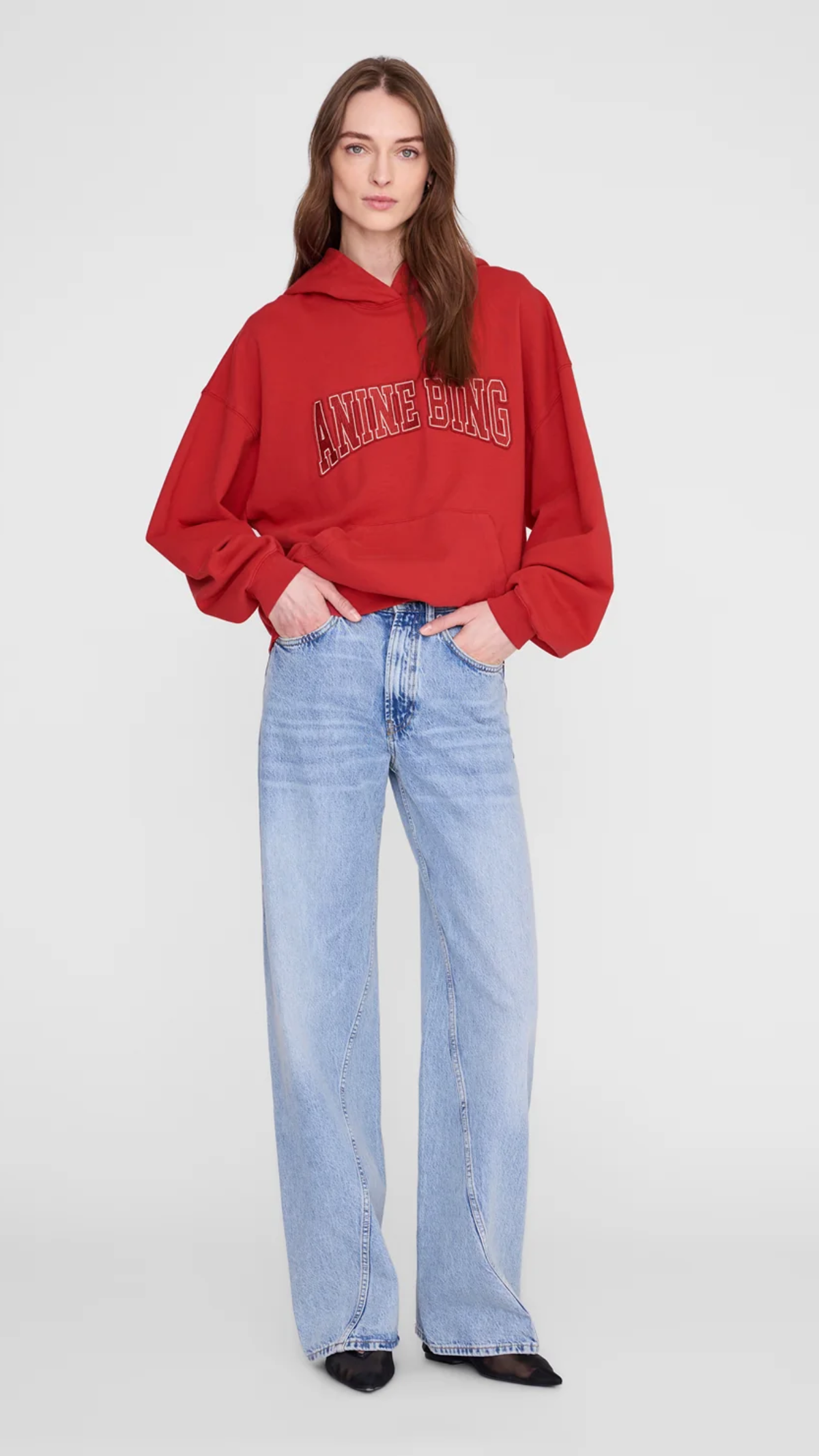 Anine Bing Harvey Sweatshirt in Tango Red