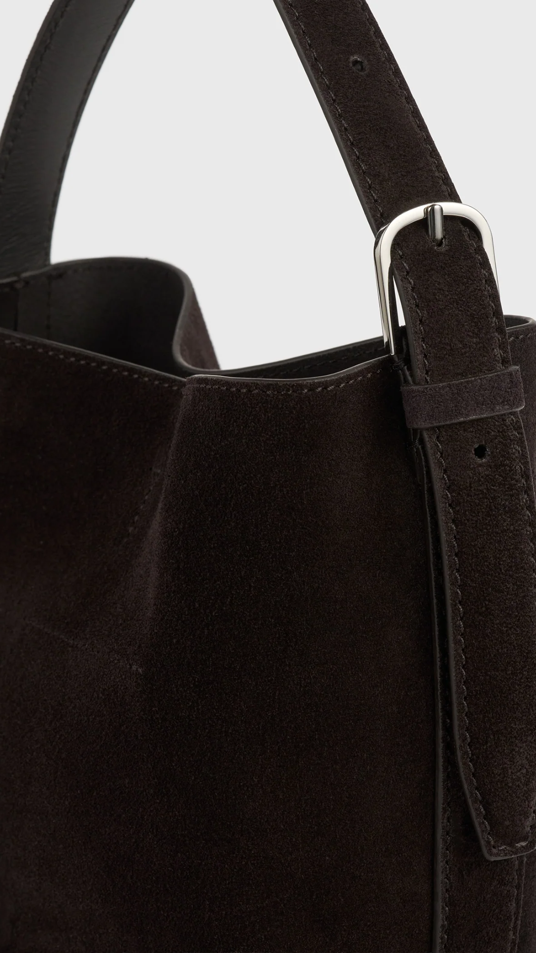 Toteme Petite Belted Suede Tote in Espresso