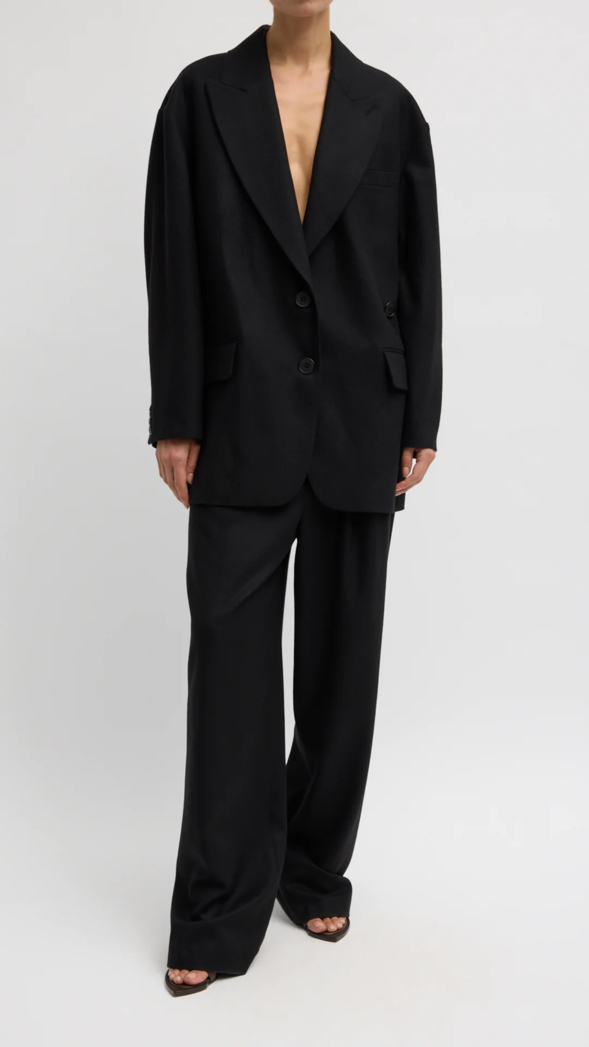 Tibi Cashmere Suiting Liam Blazer in Black