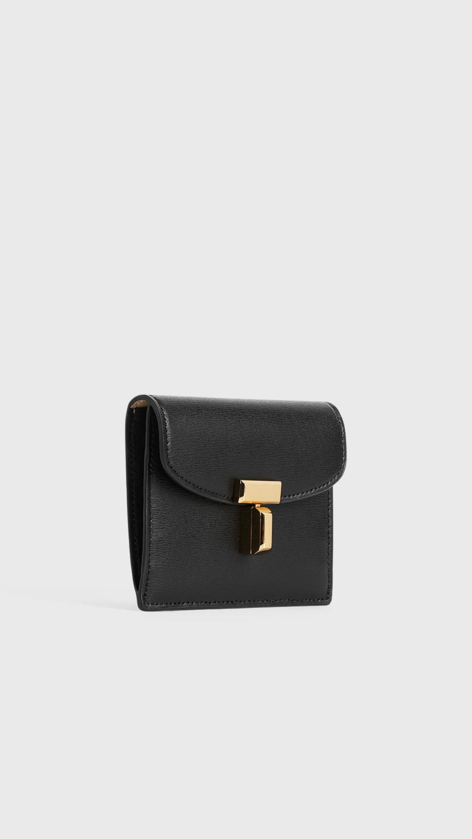 Toteme T-lock Leather Cardholder in Black