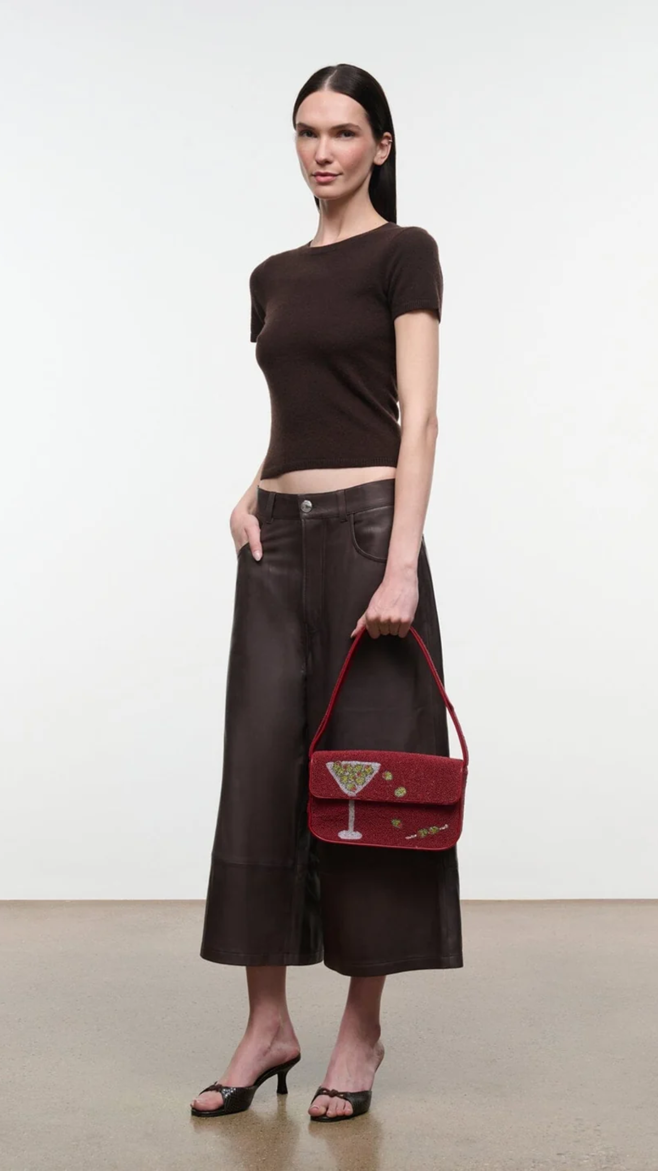 Staud Tommy Beaded Martini Bag in Extra Dirty