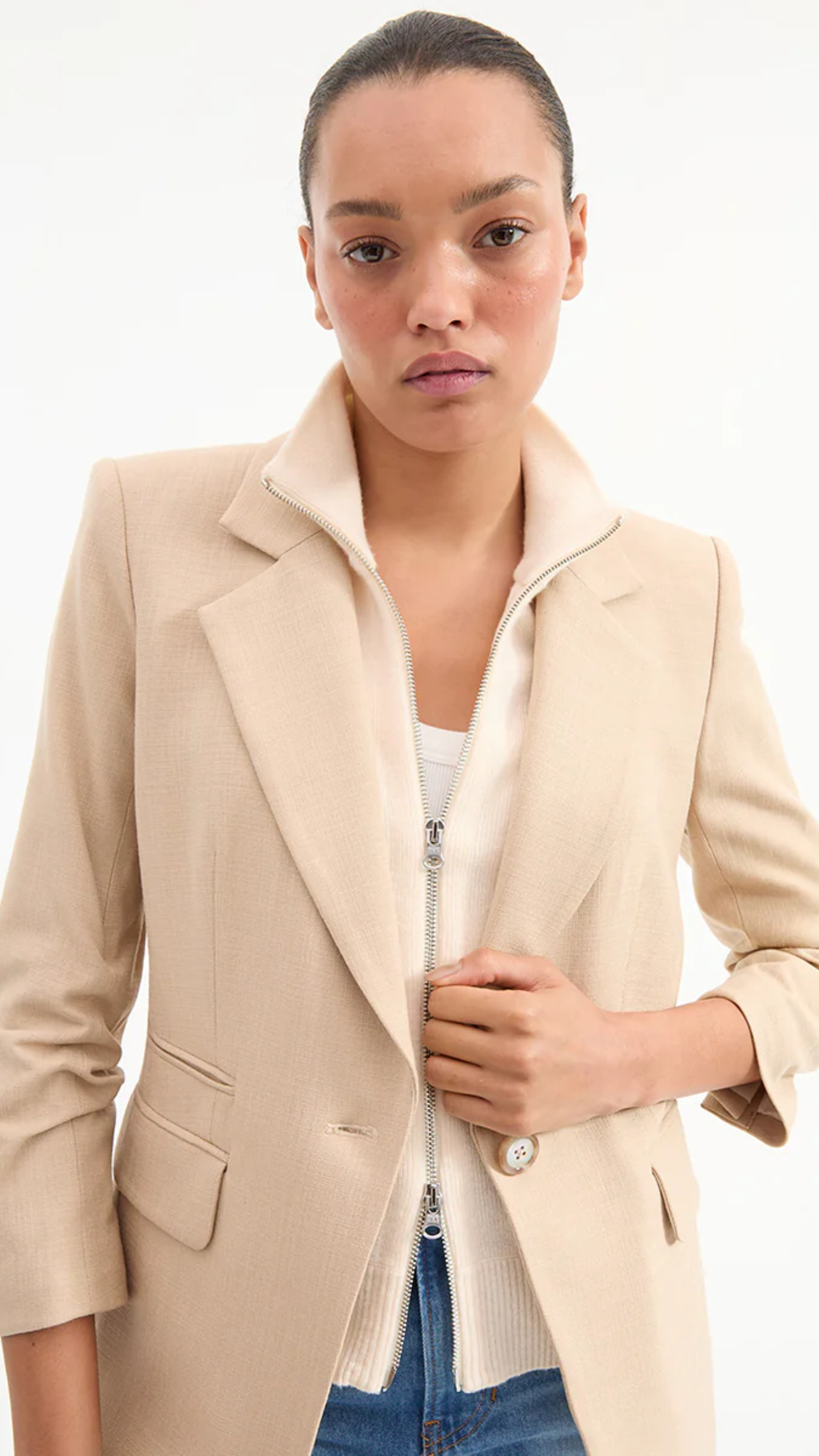 Veronica Beard Battista Dickey Jacket in Stone Khaki