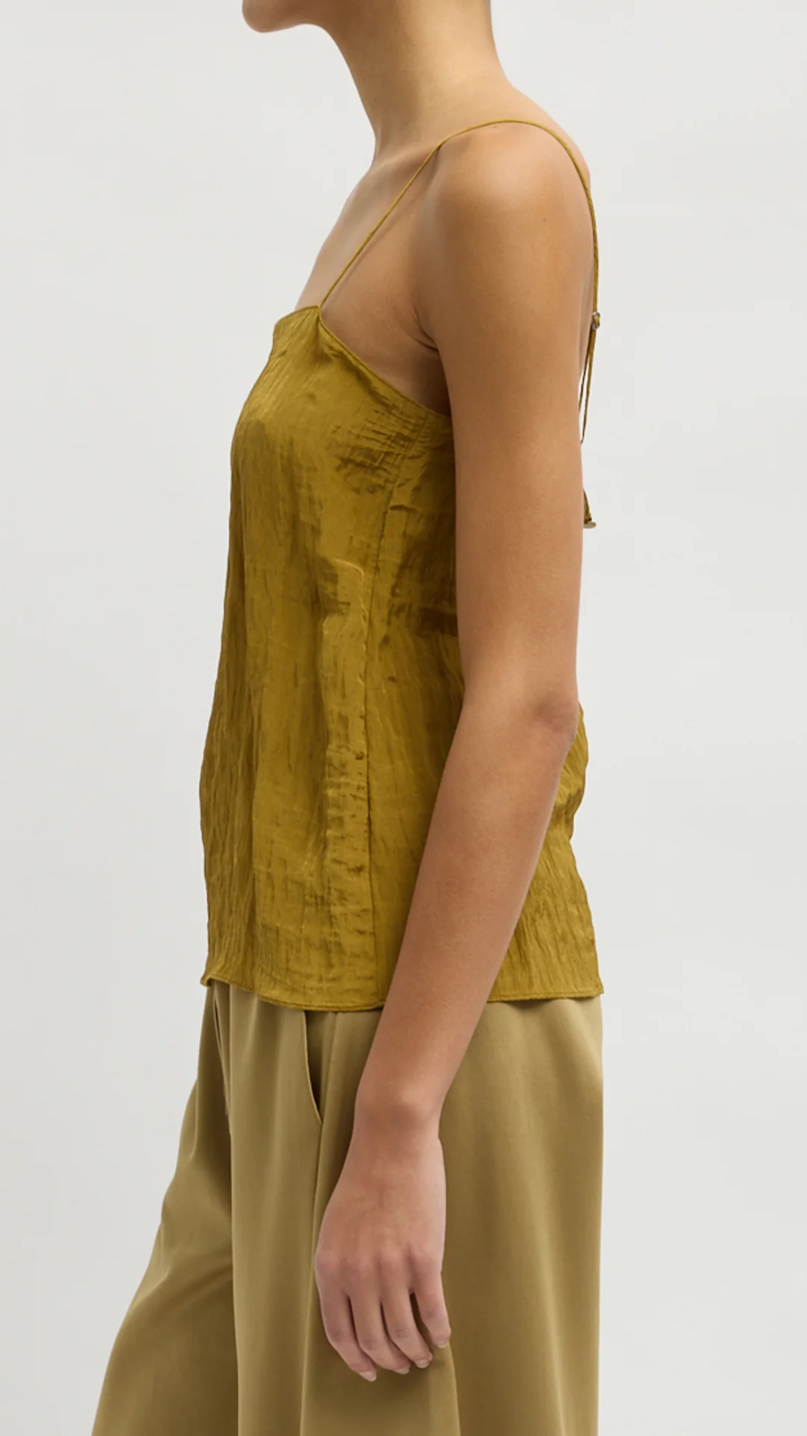 Tibi The Crinkle Slip Cami in Mustard