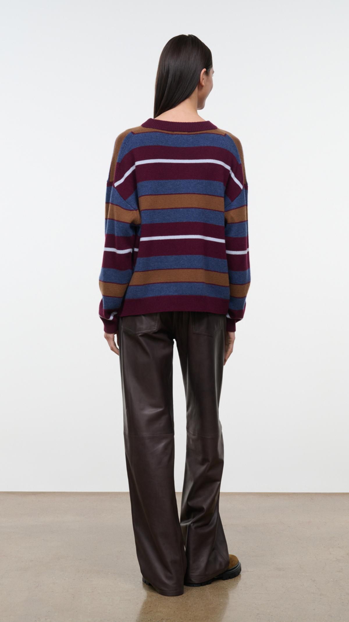 Staud Serrano Cashmere Crew in Monaco Stripe