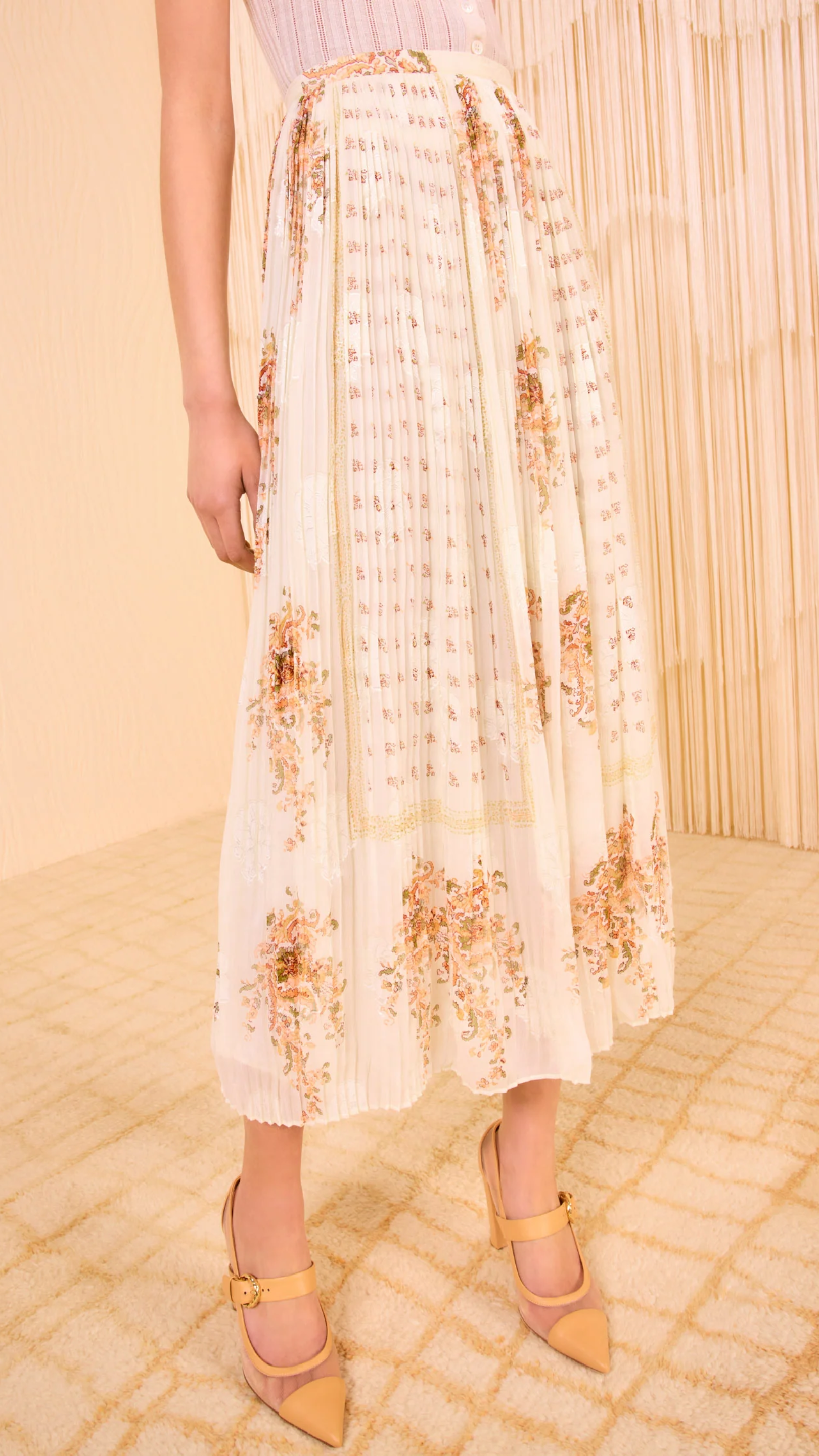 Ulla Johnson Brion Pleated Skirt in Alabaster