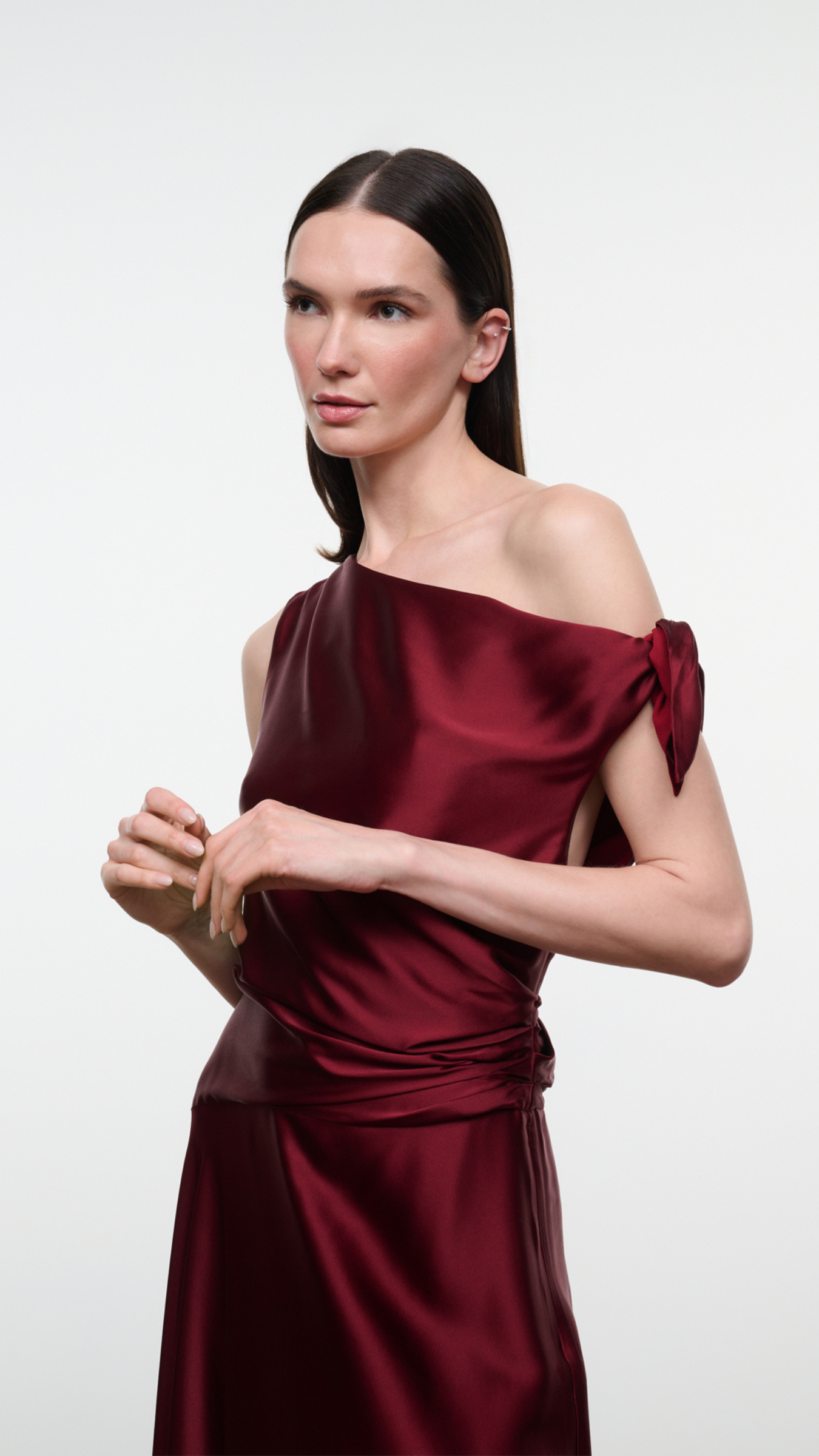 Staud Portia Silk Dress in Carmino