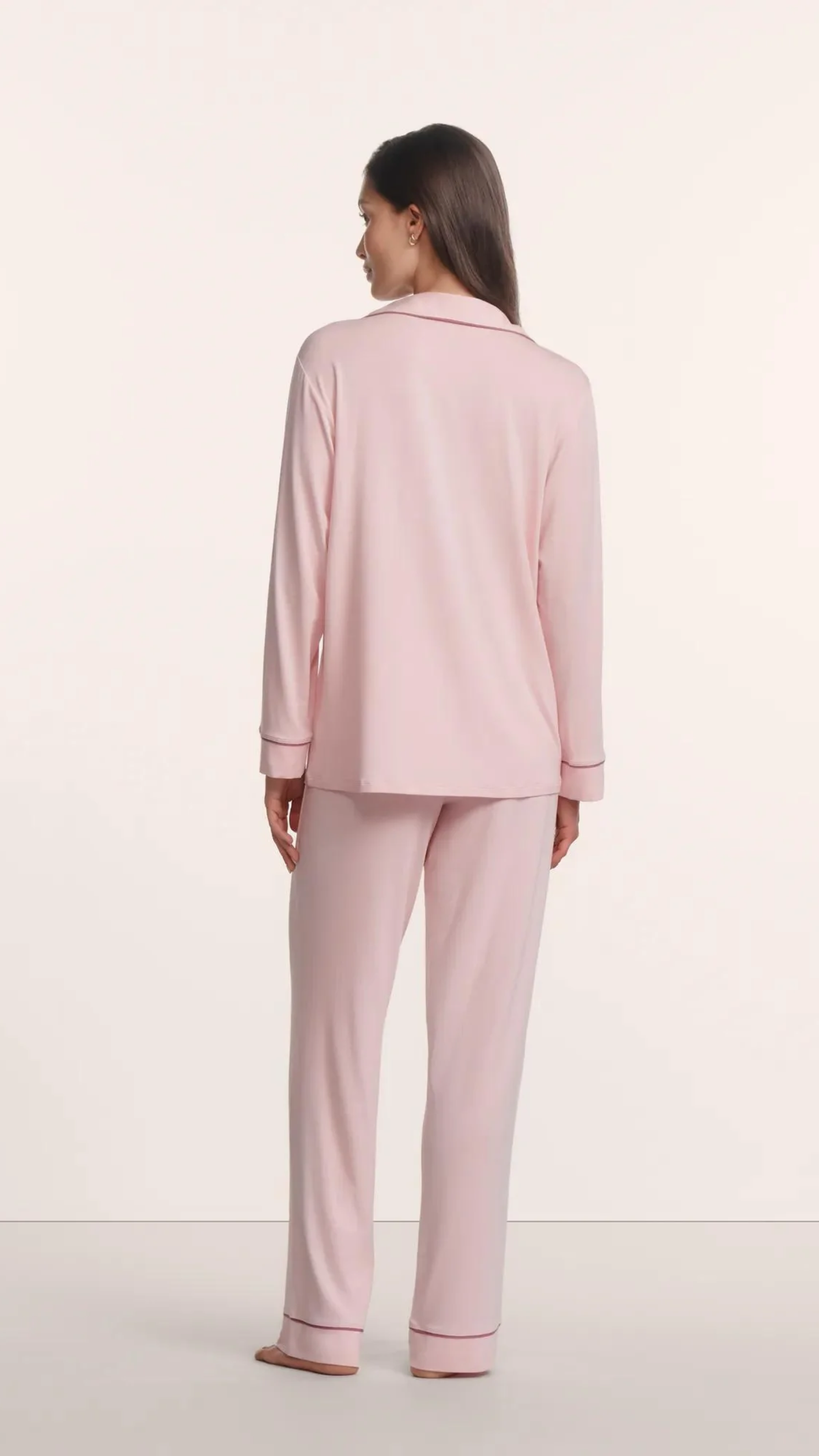Eberjey Gisele Long PJ Set in Pale Pink Fig