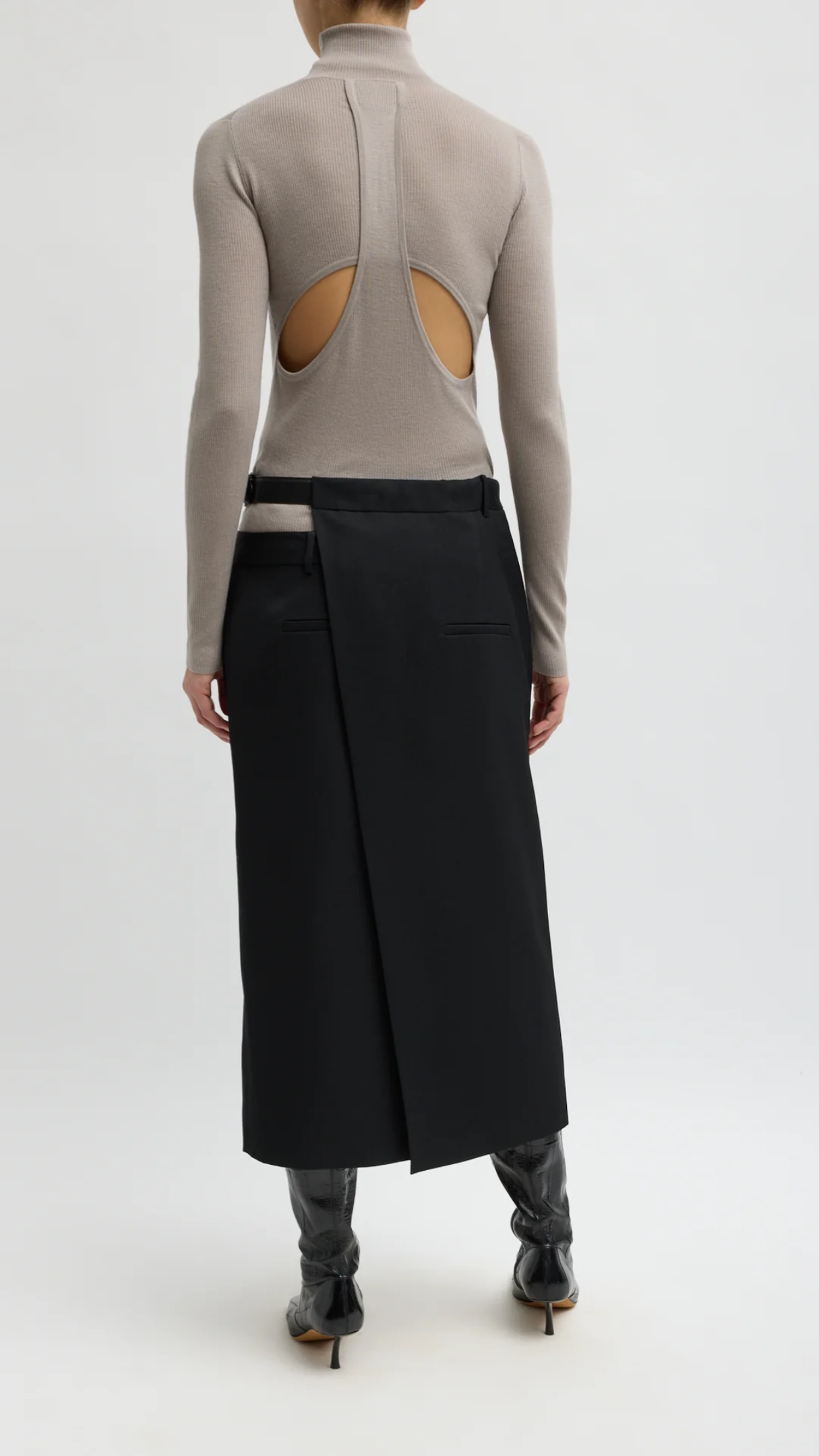 Tibi Gossamer Plain Weave Double Apron Skirt in Black