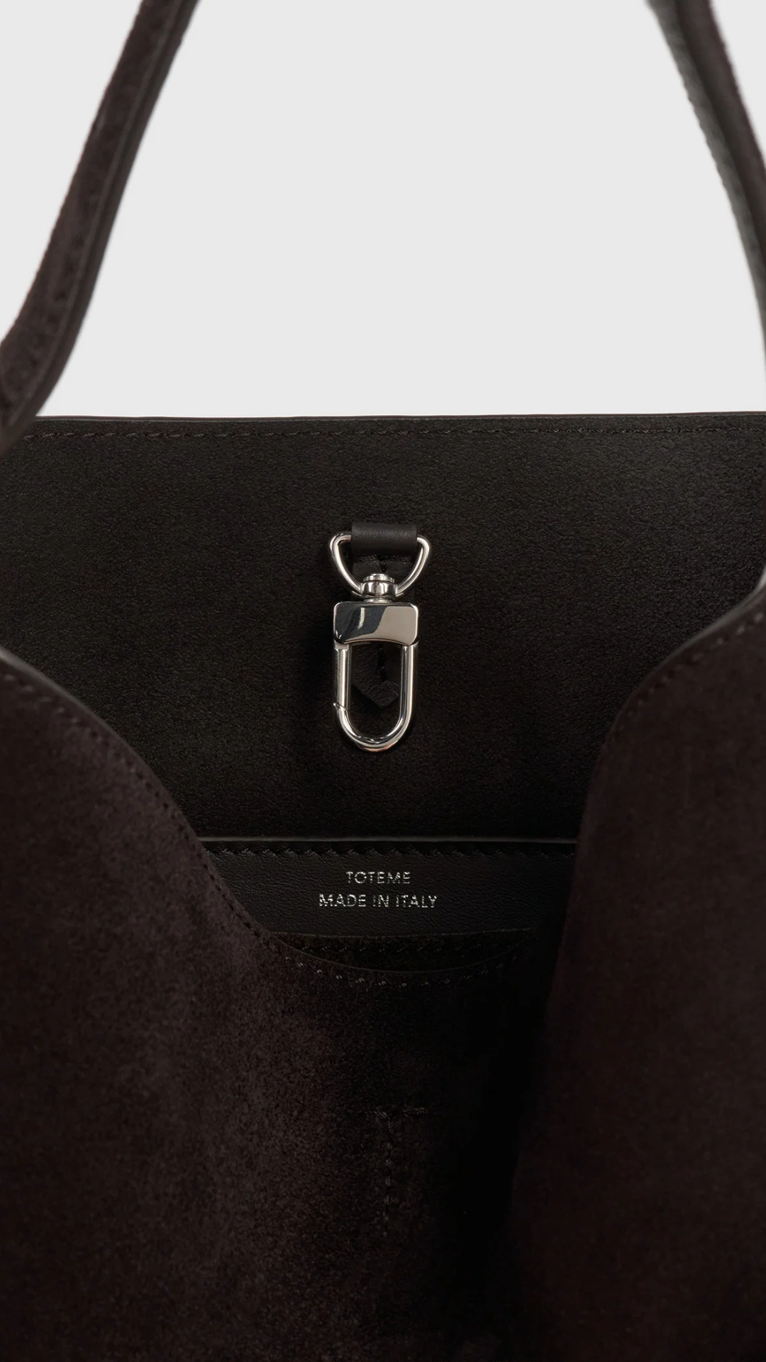 Toteme Petite Belted Suede Tote in Espresso