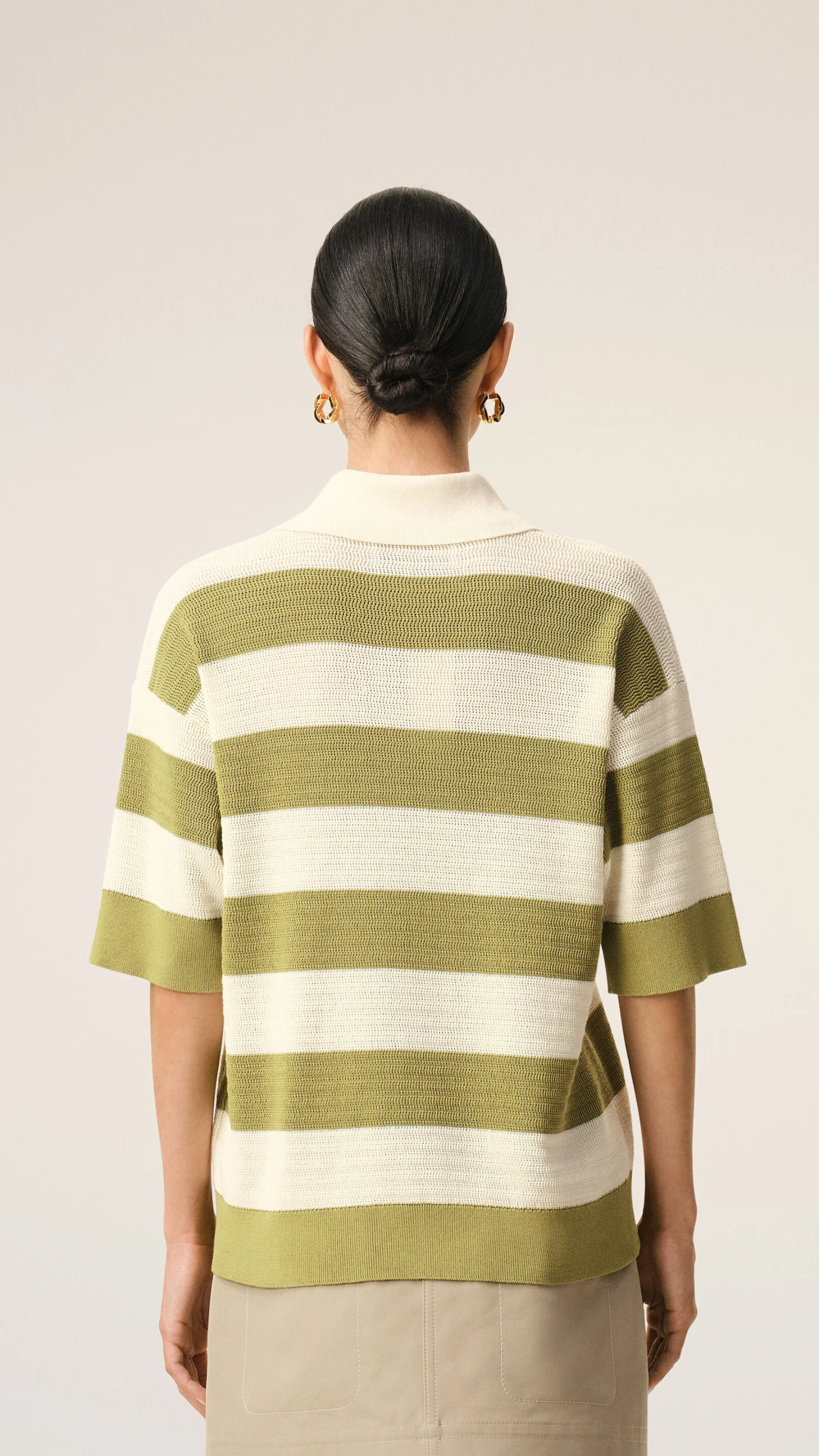 AMI Short Sleeve Ami de Coeur Polo in Cream Matcha