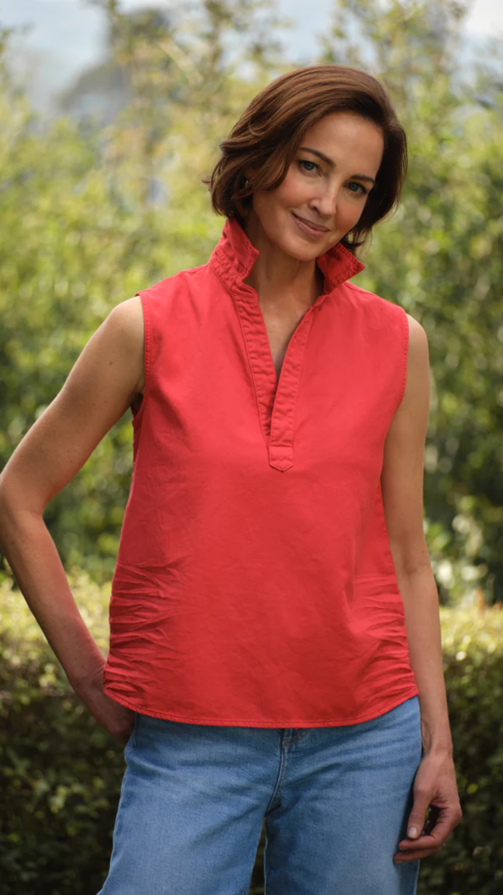 Frank & Eileen Olivia Sleeveless Polo Shirt in Cherry