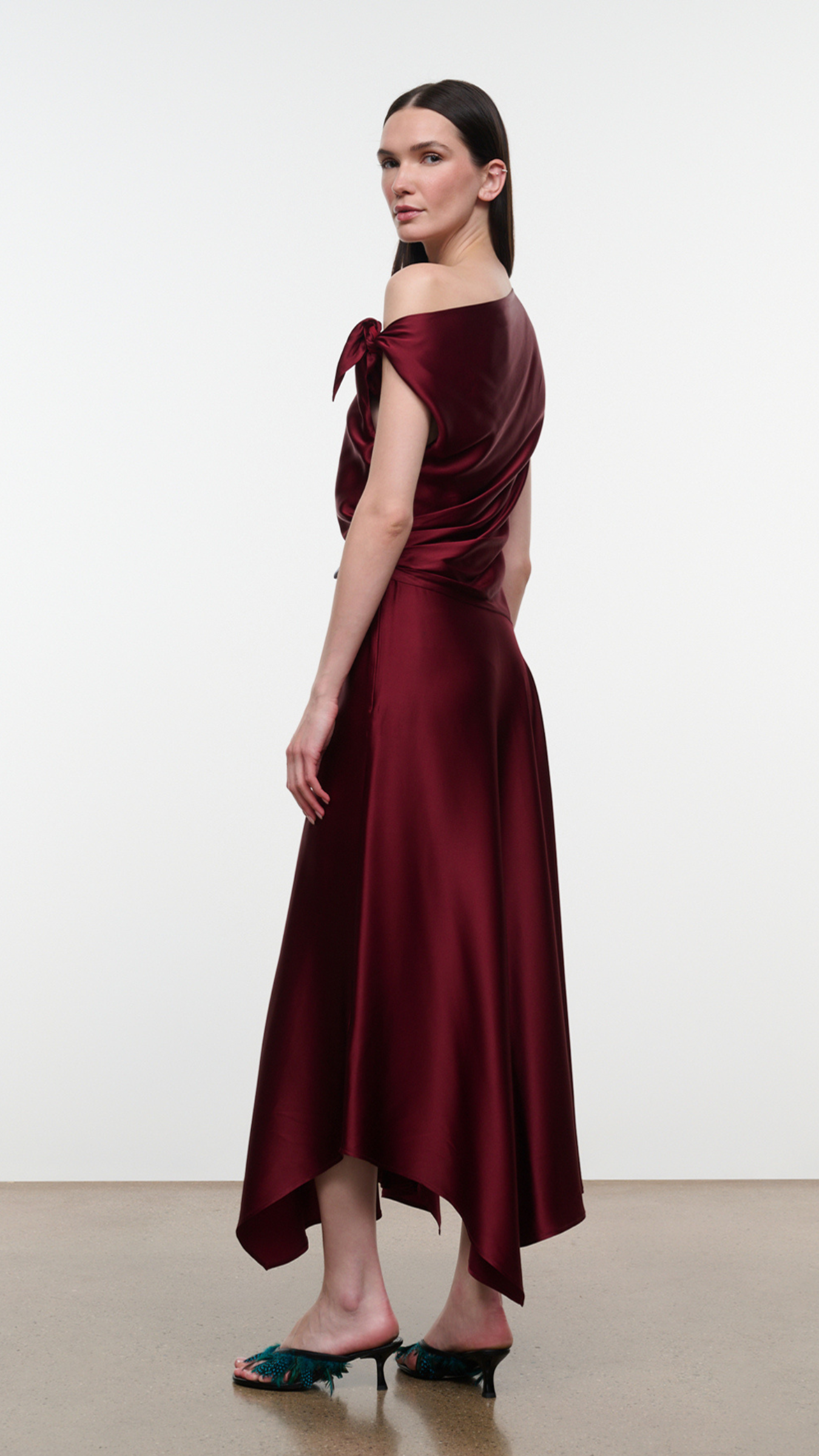 Staud Portia Silk Dress in Carmino