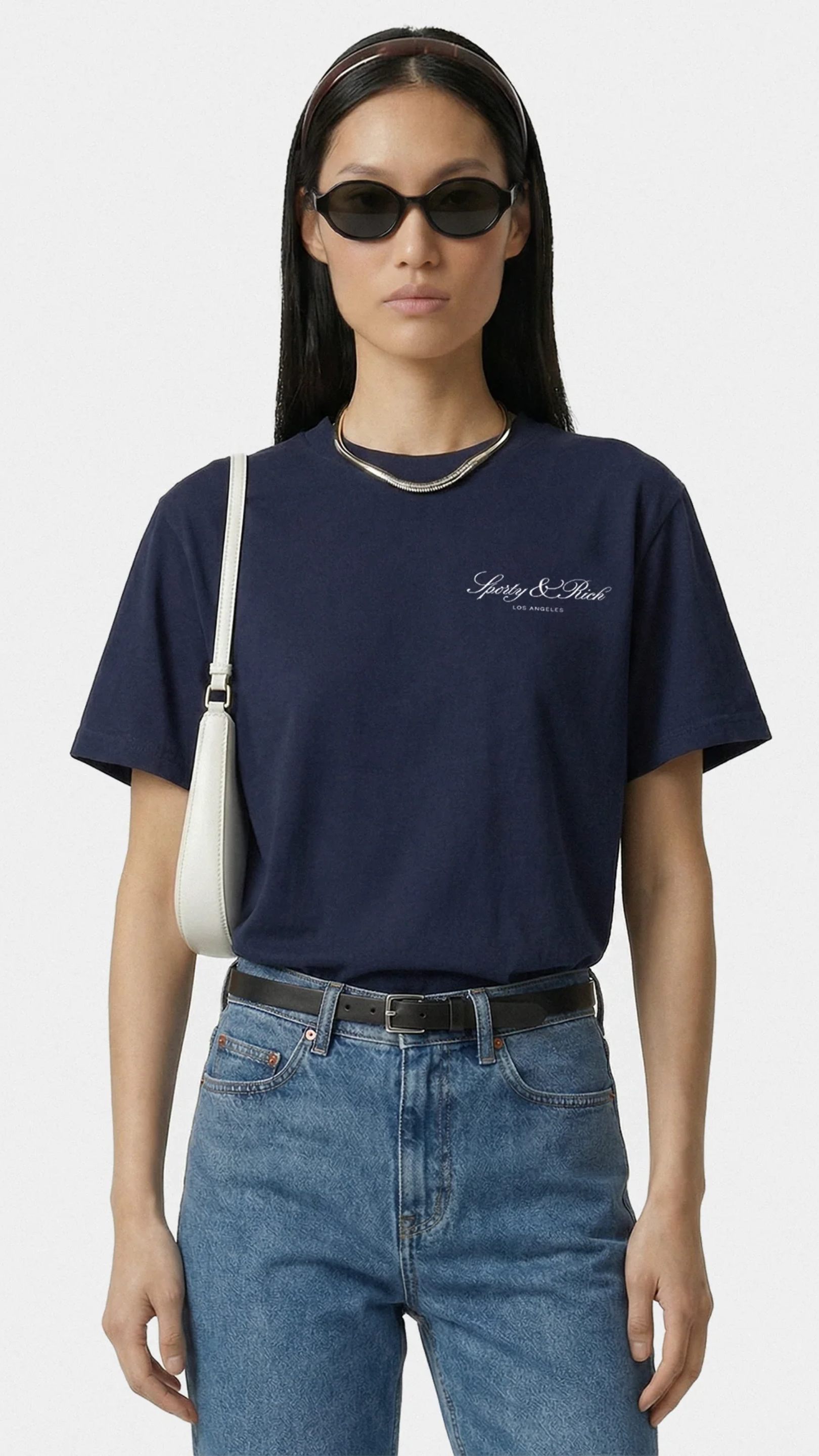 Sporty & Rich Vendome LA T-Shirt in Navy/White